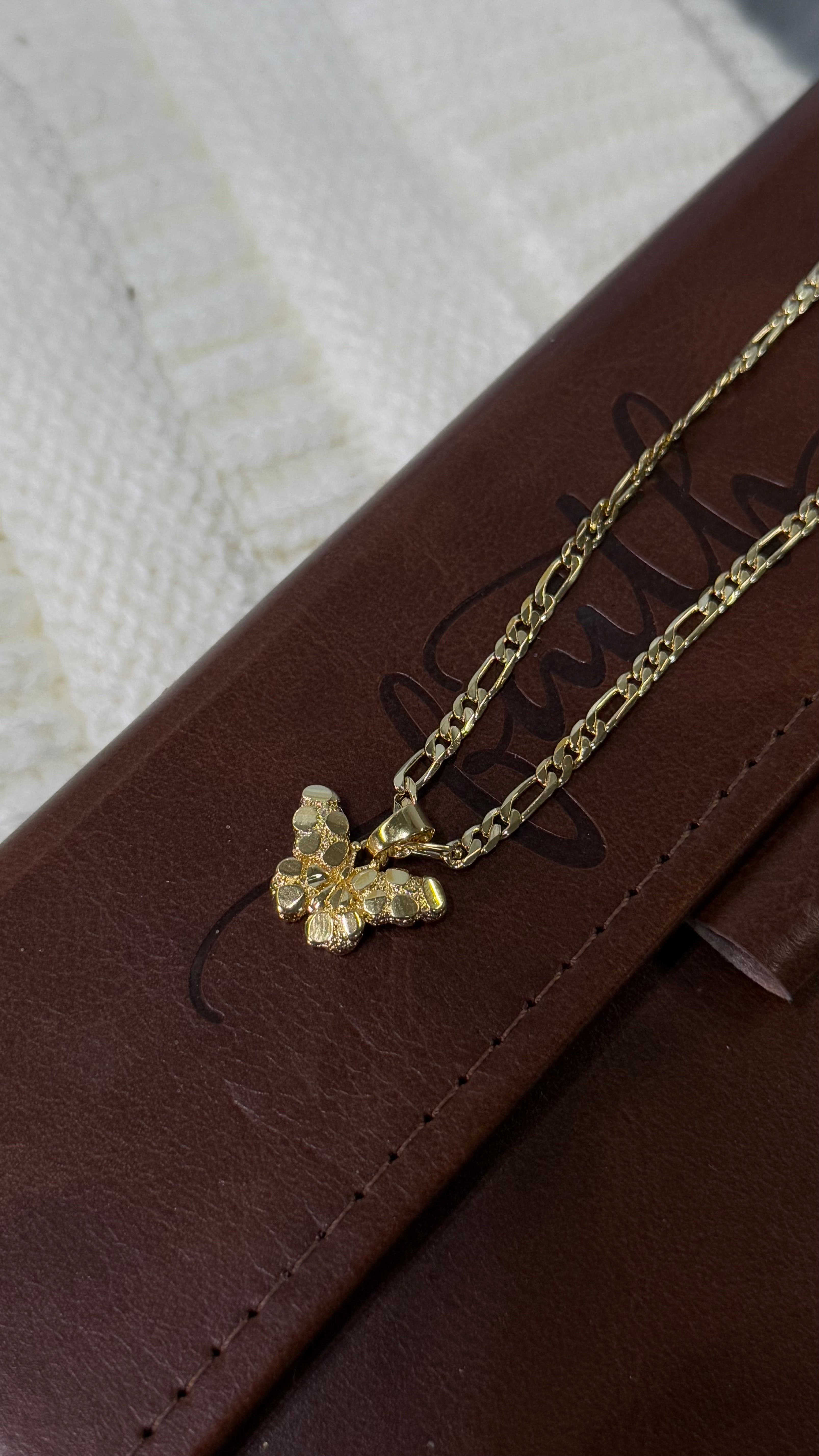 Gold Nugget Butterfly Necklace