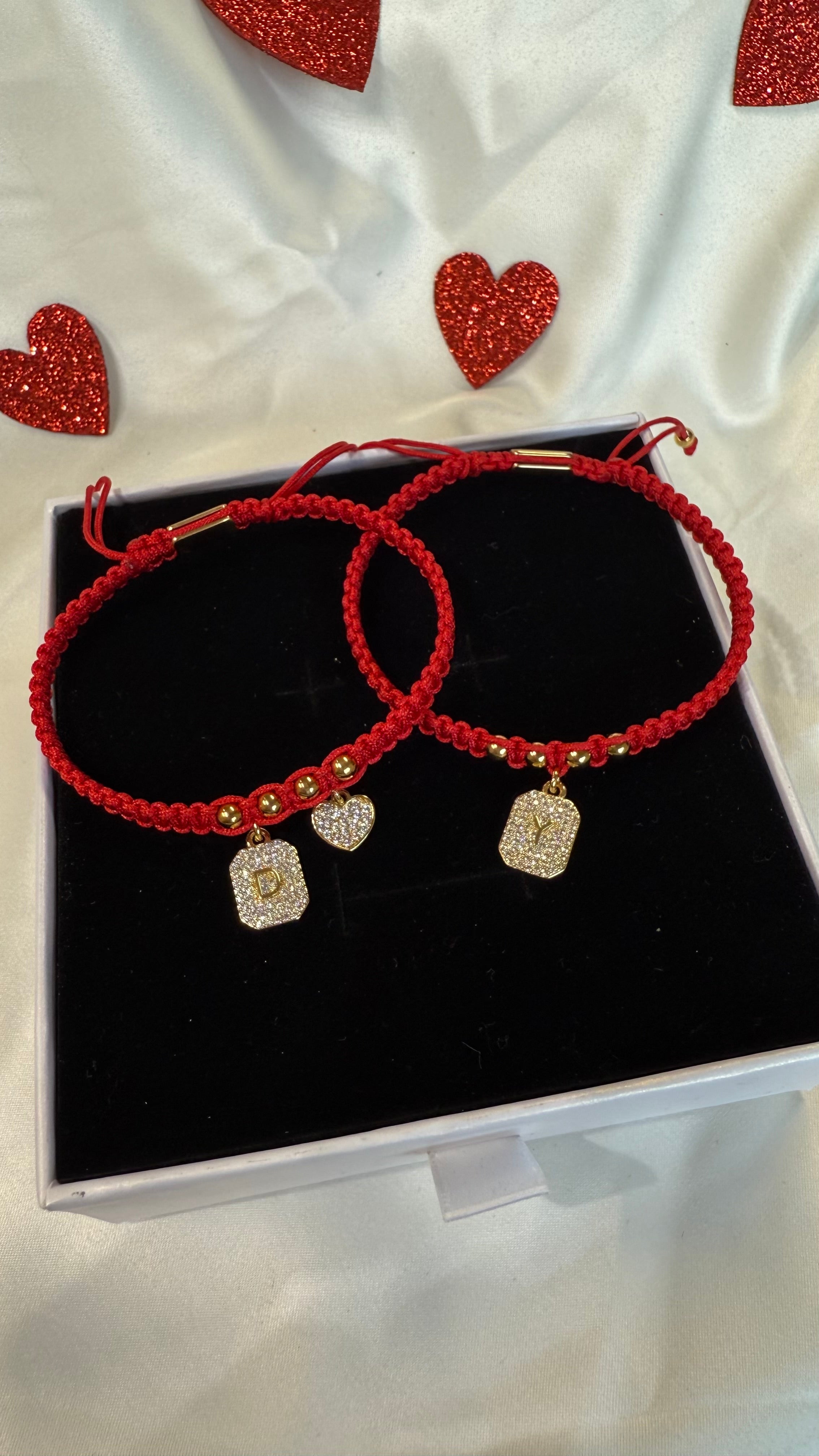 2 Bracelets: Valentino Initial Couple Set