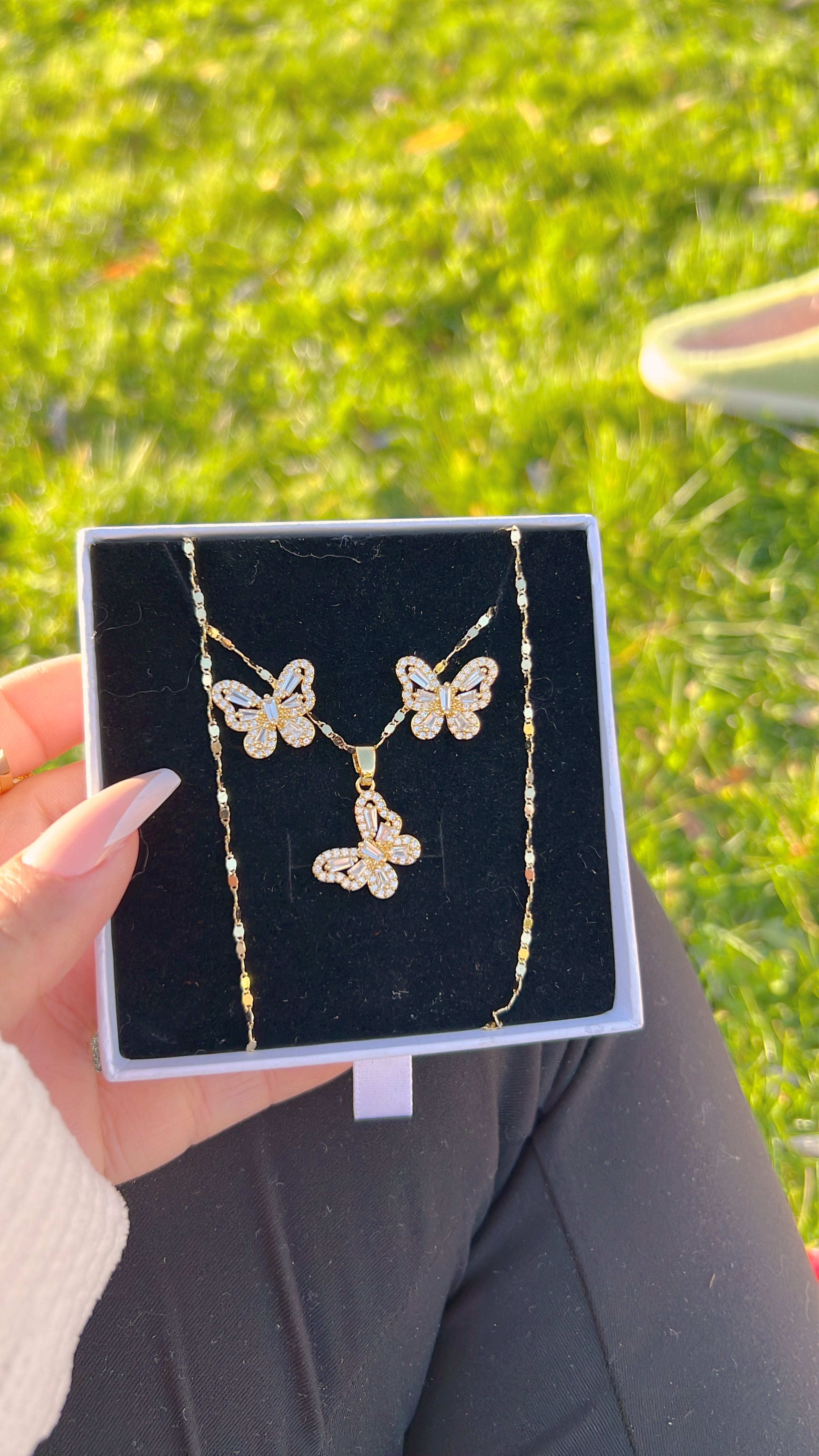 Diamond Butterfly Gift Set (Necklace, Earrings, Ring)