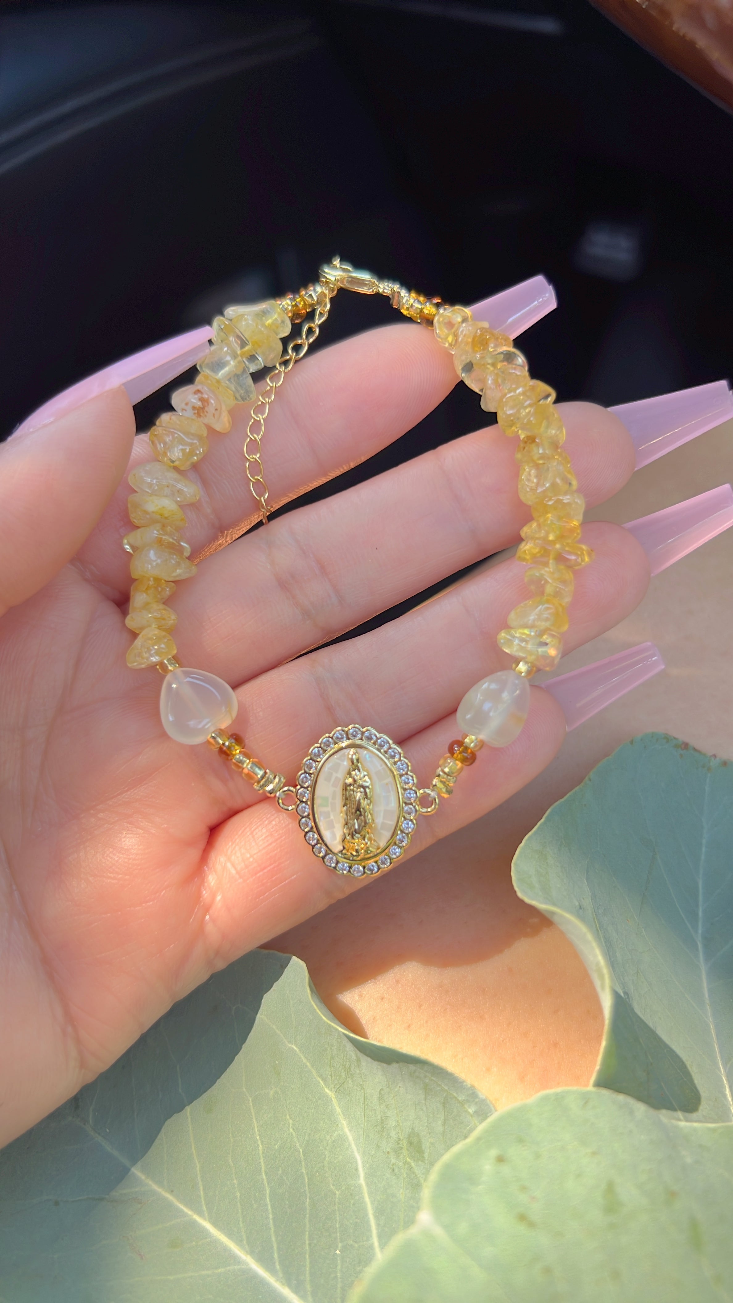 Yellow Aura Virgin Mary Bracelet