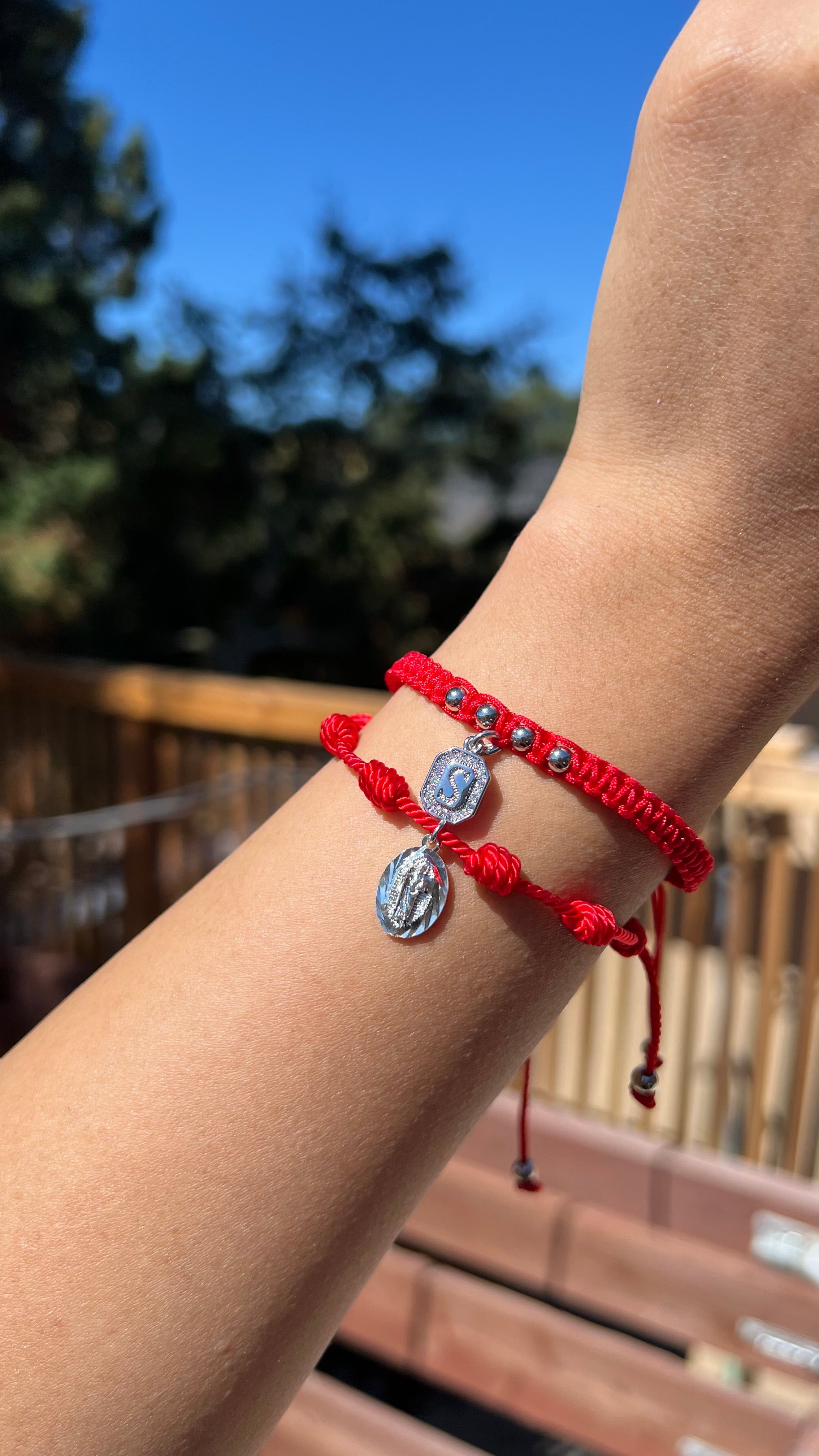 La Cherry Silver Initial Bracelet