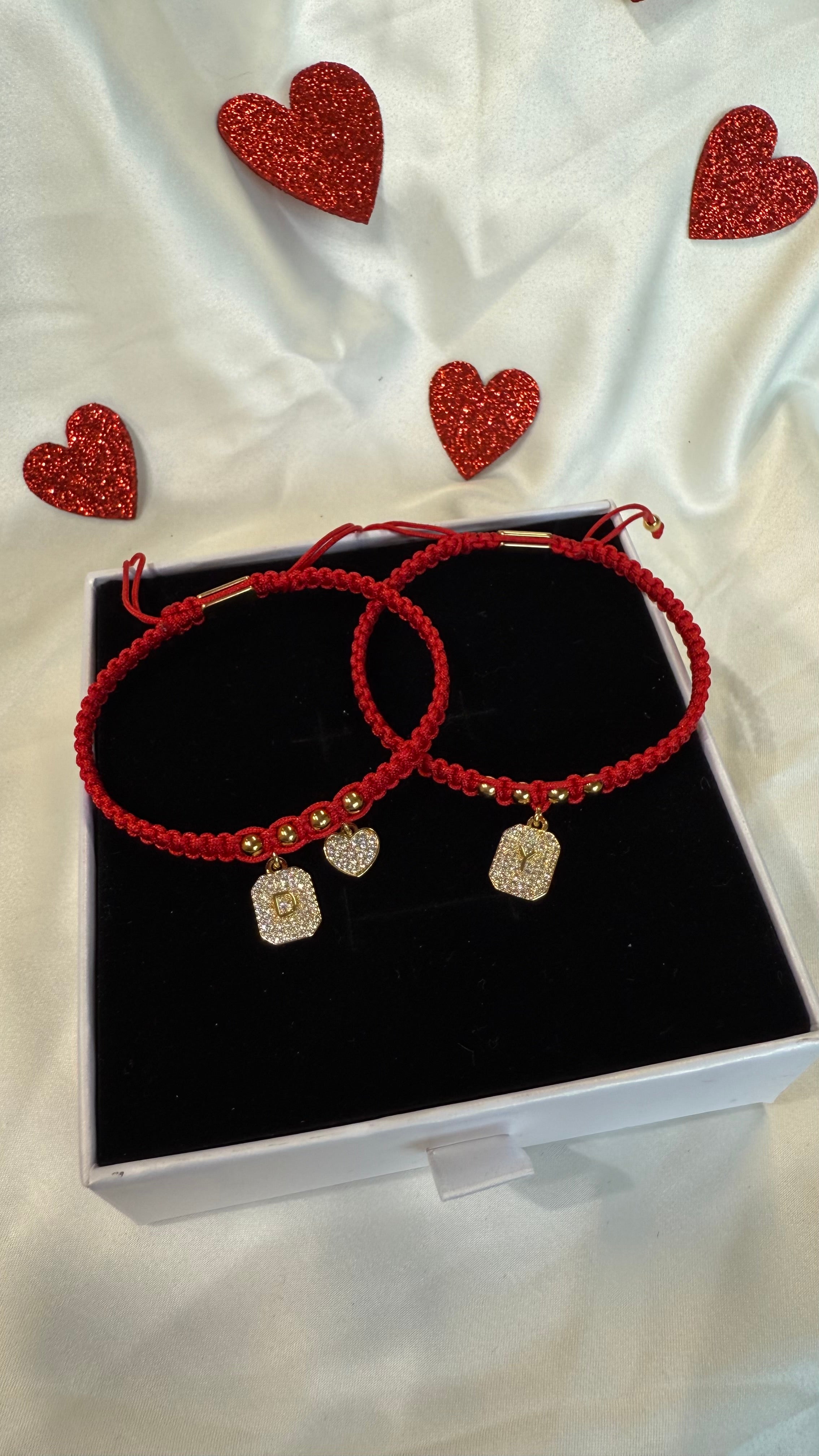 2 Bracelets: Valentino Initial Couple Set