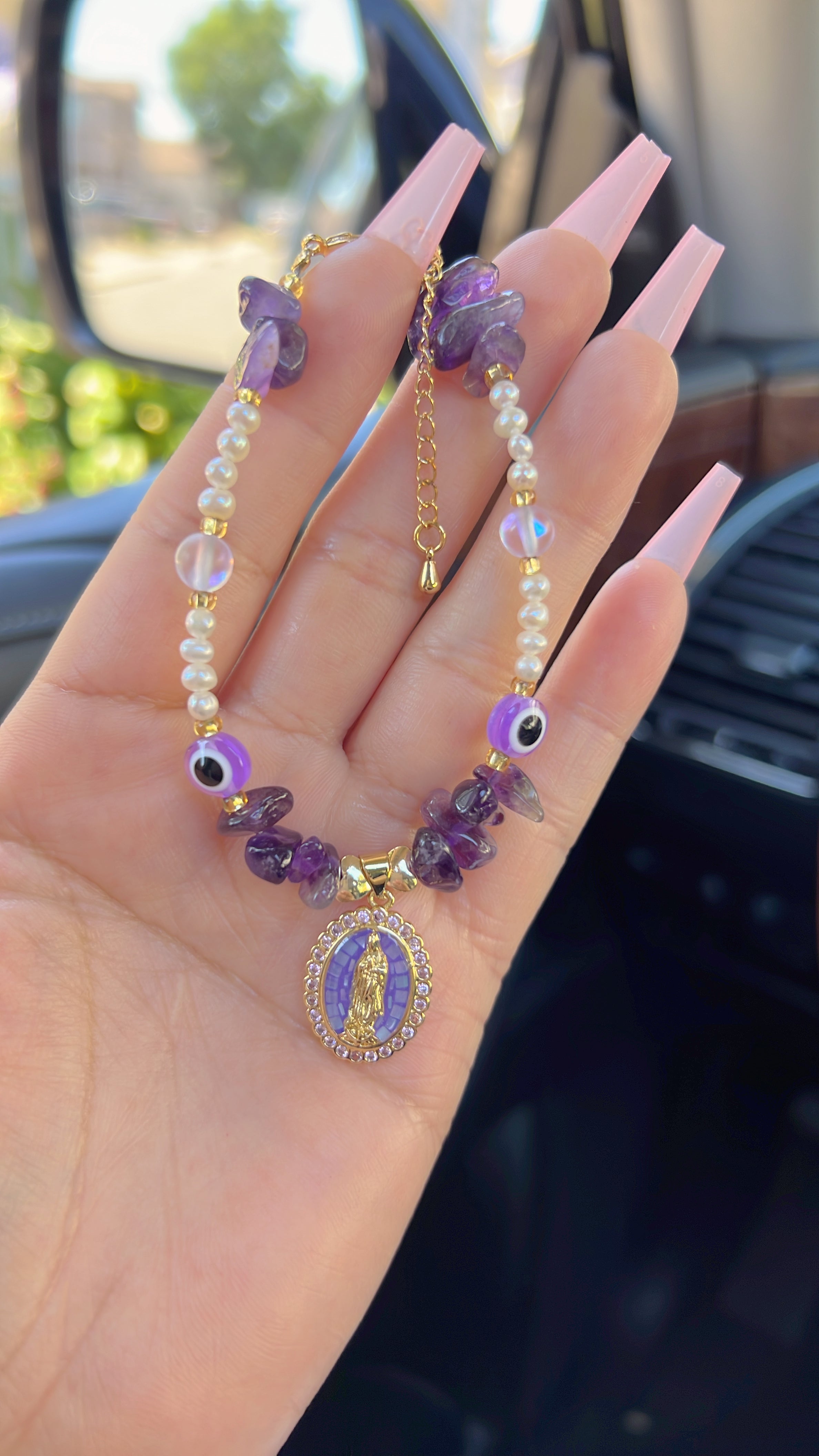 Amethyst Protection Virgin Mary Bracelet