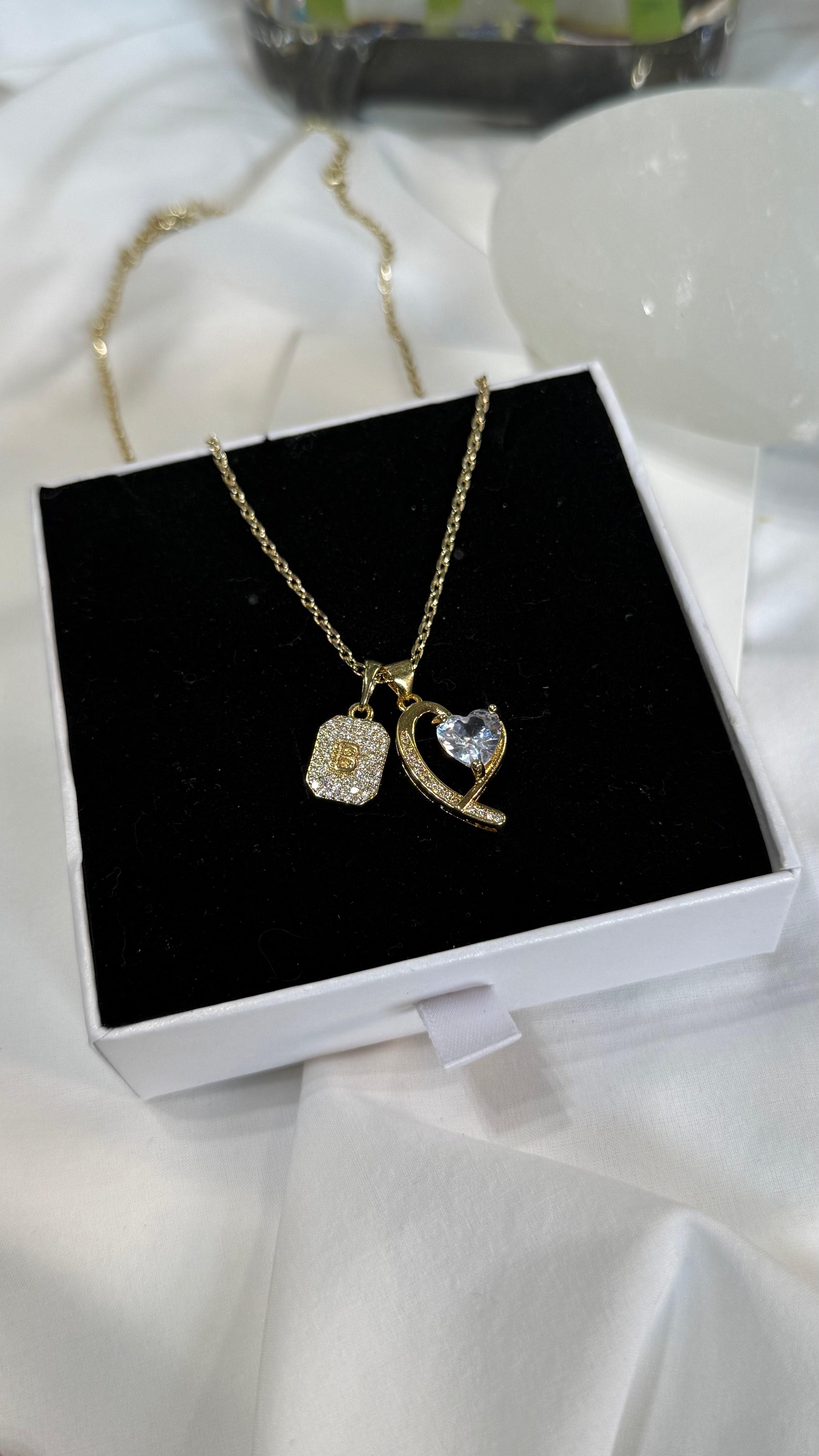 Initial White Heart Necklace