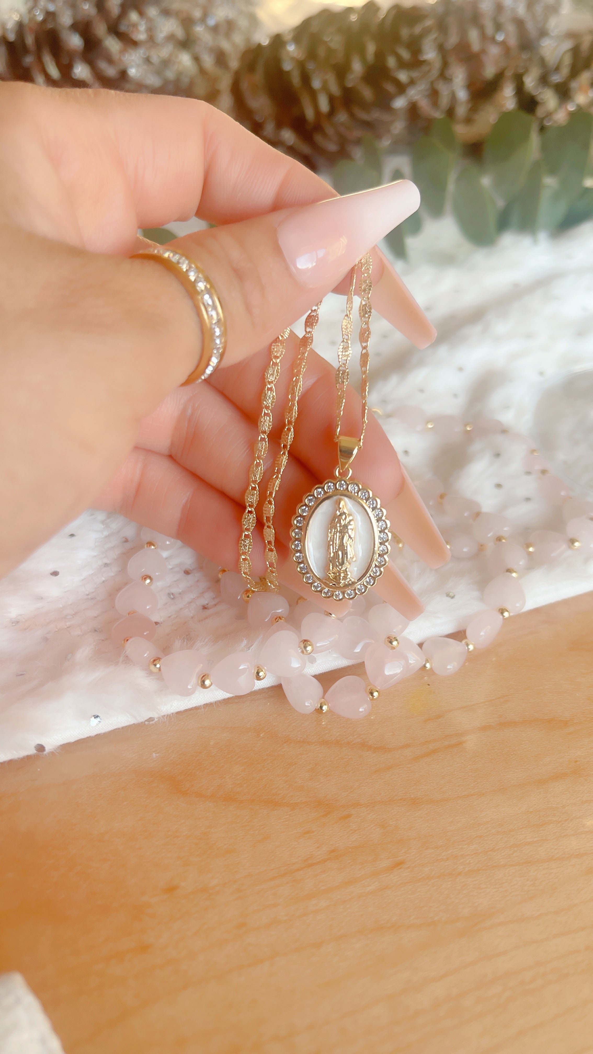 White Mary Necklace