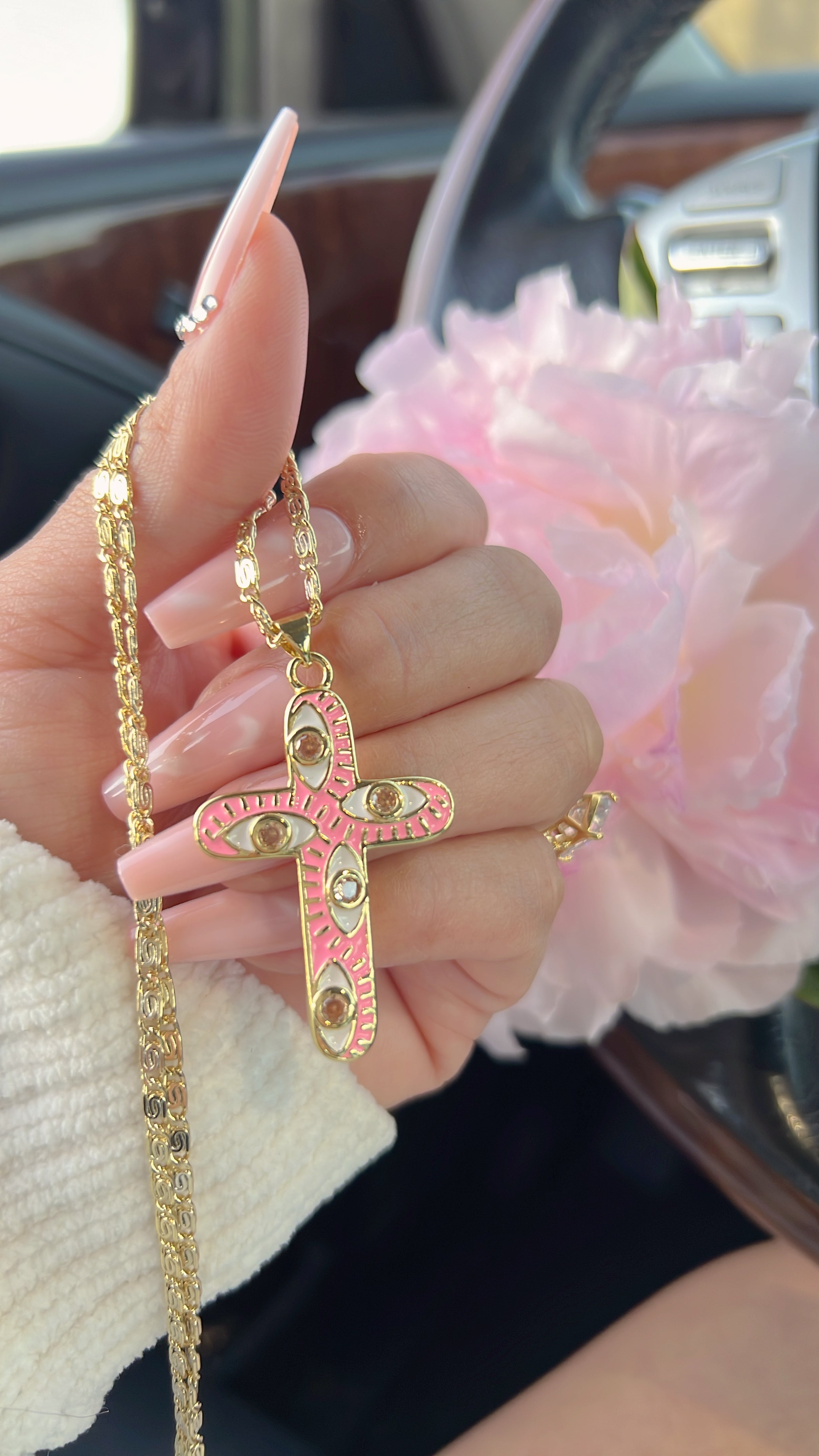 Pink Cross Necklace