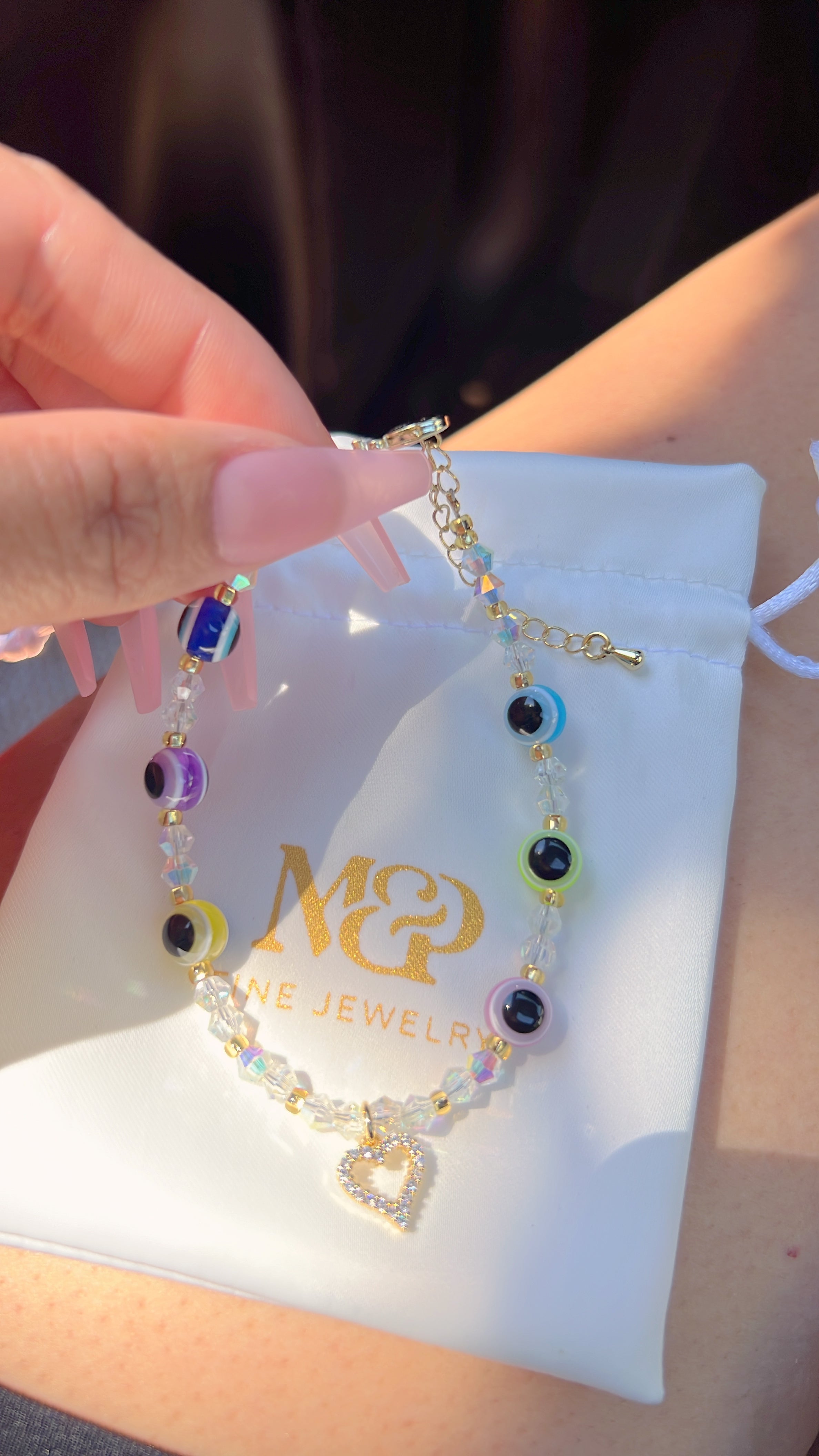 Pulsera de corazón de mal de ojo 