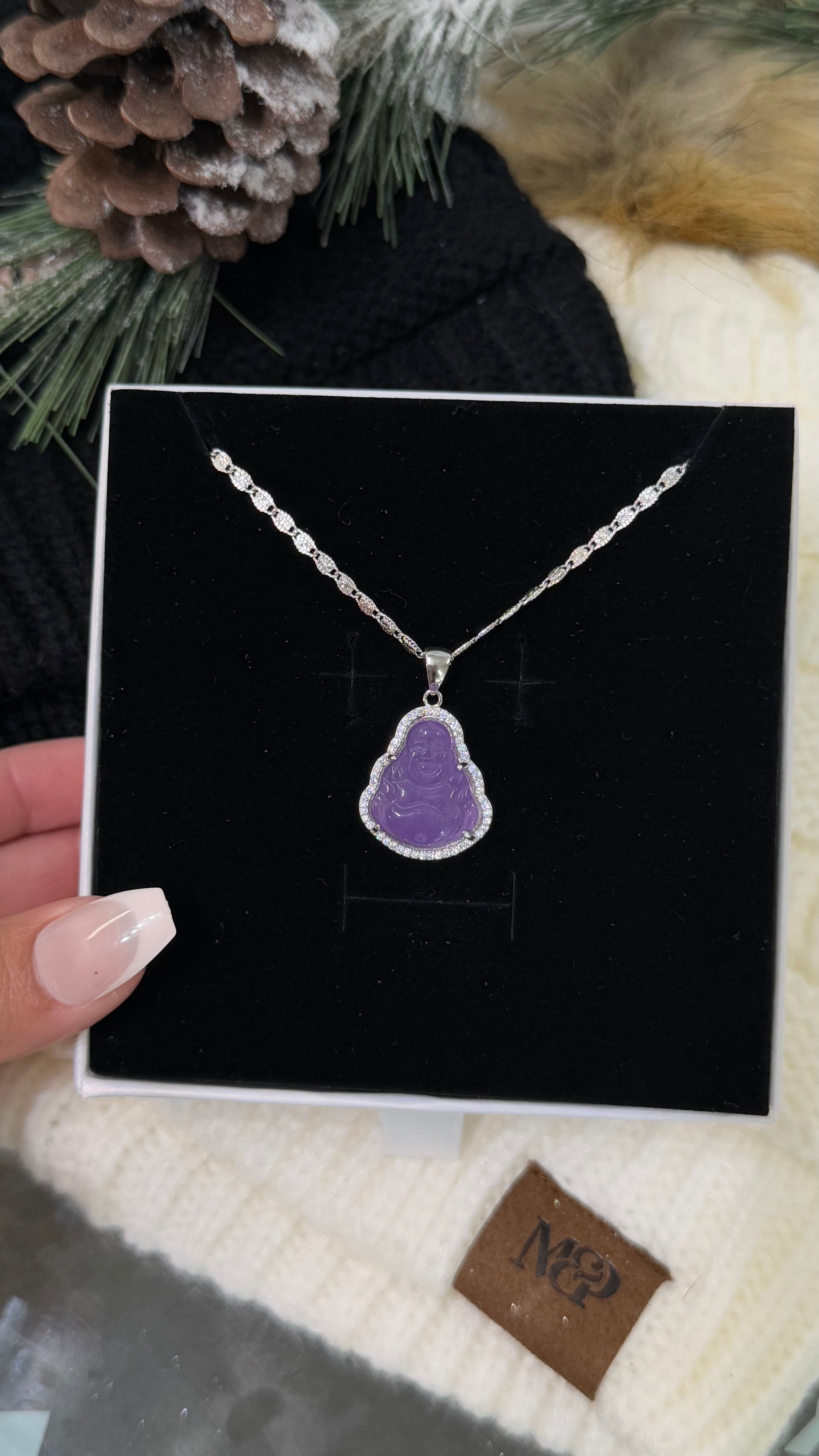 Purple Jade Buddha Necklace