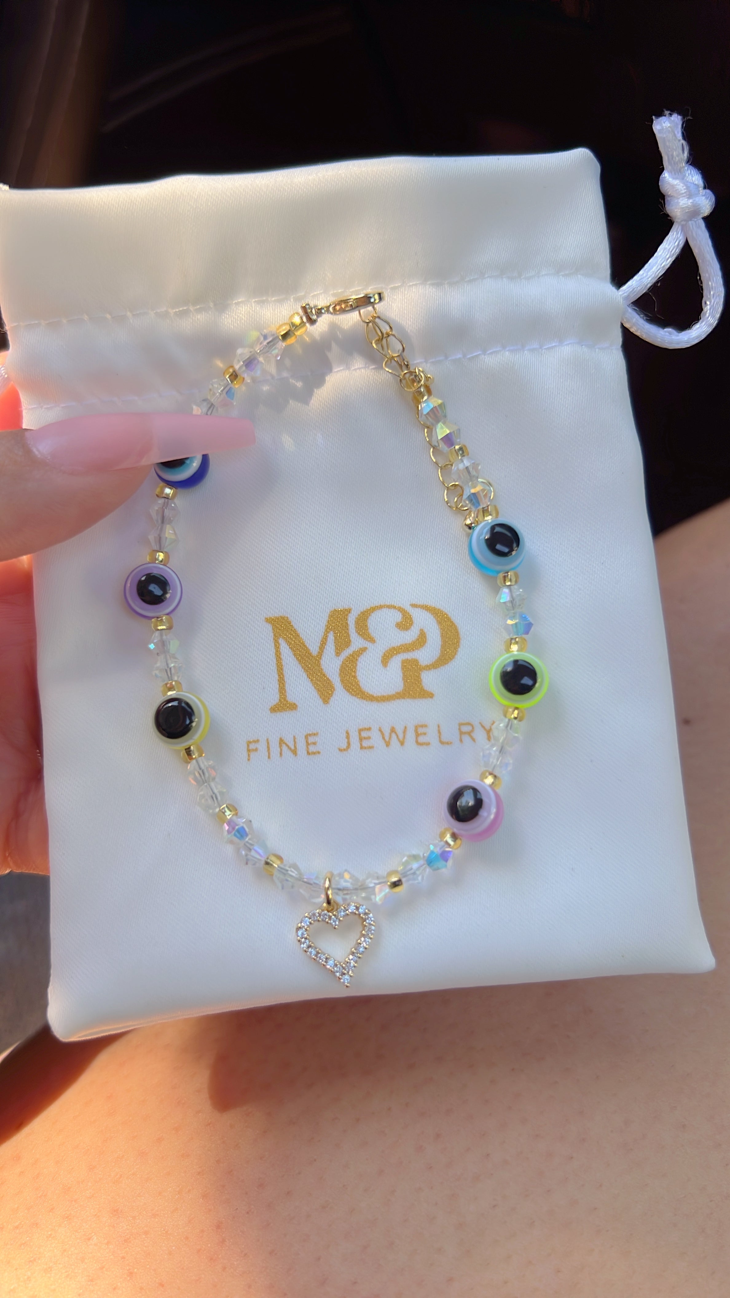 Pulsera de corazón de mal de ojo 