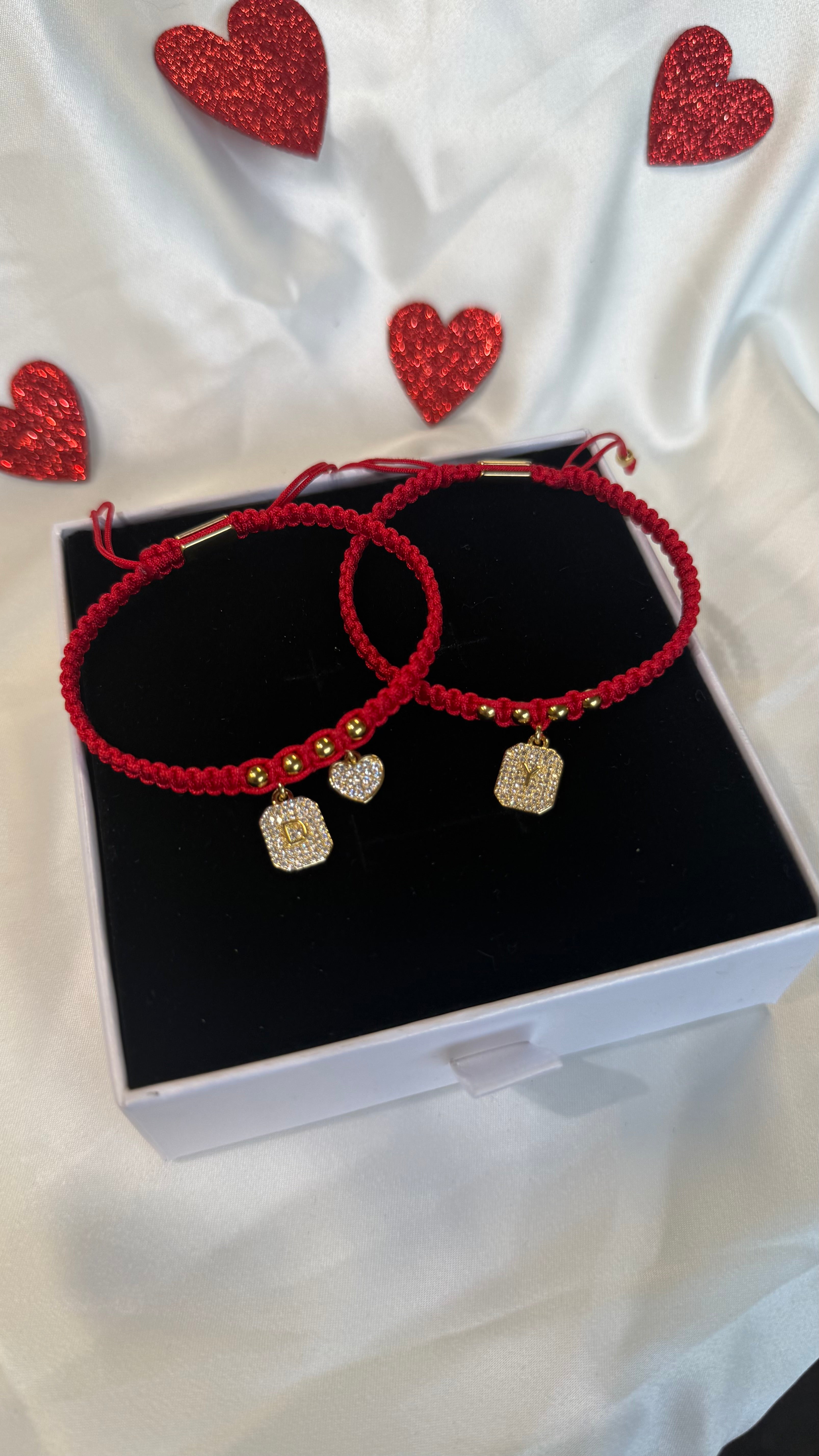 2 Bracelets: Valentino Initial Couple Set