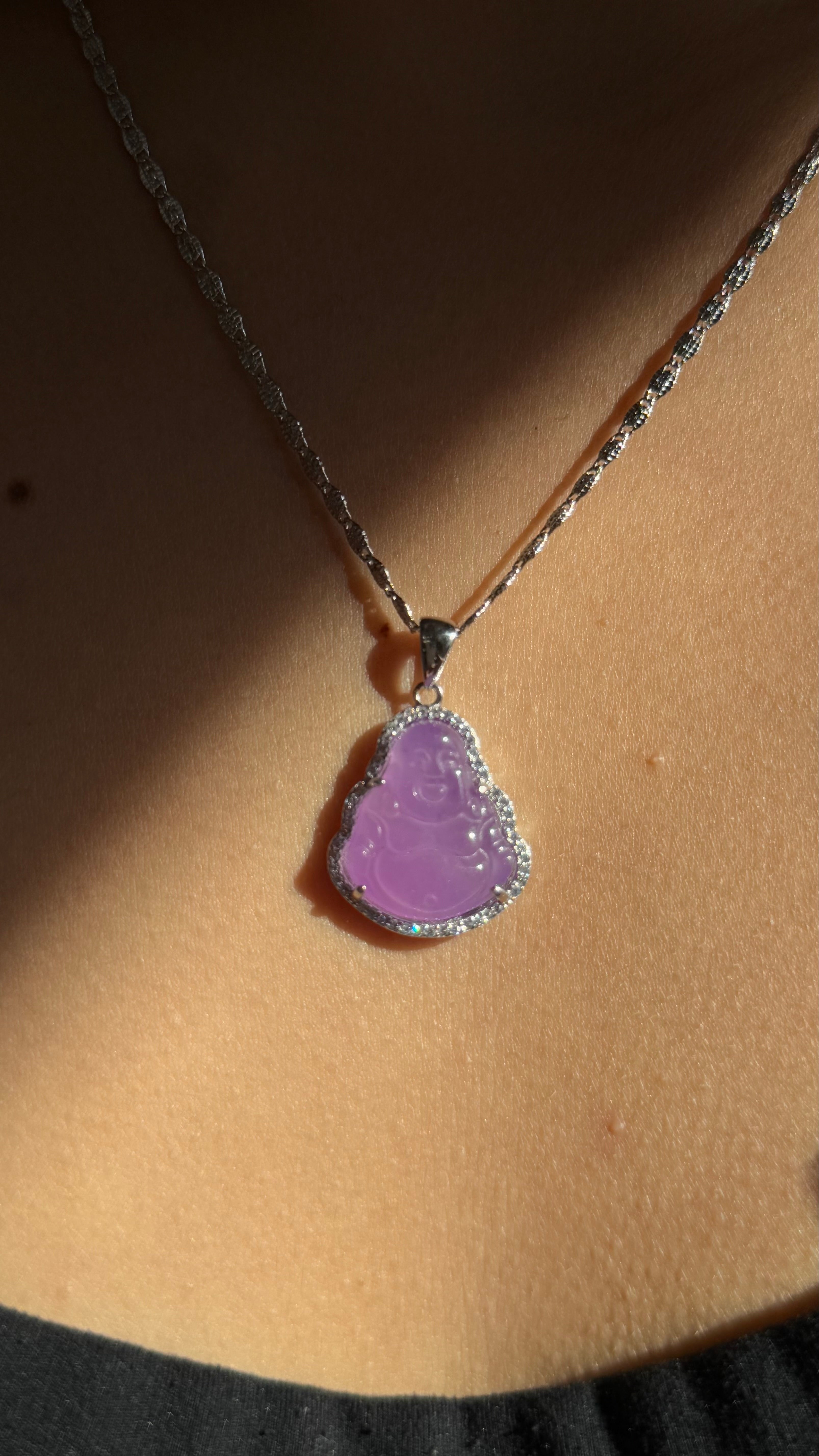 Purple Jade Buddha Necklace