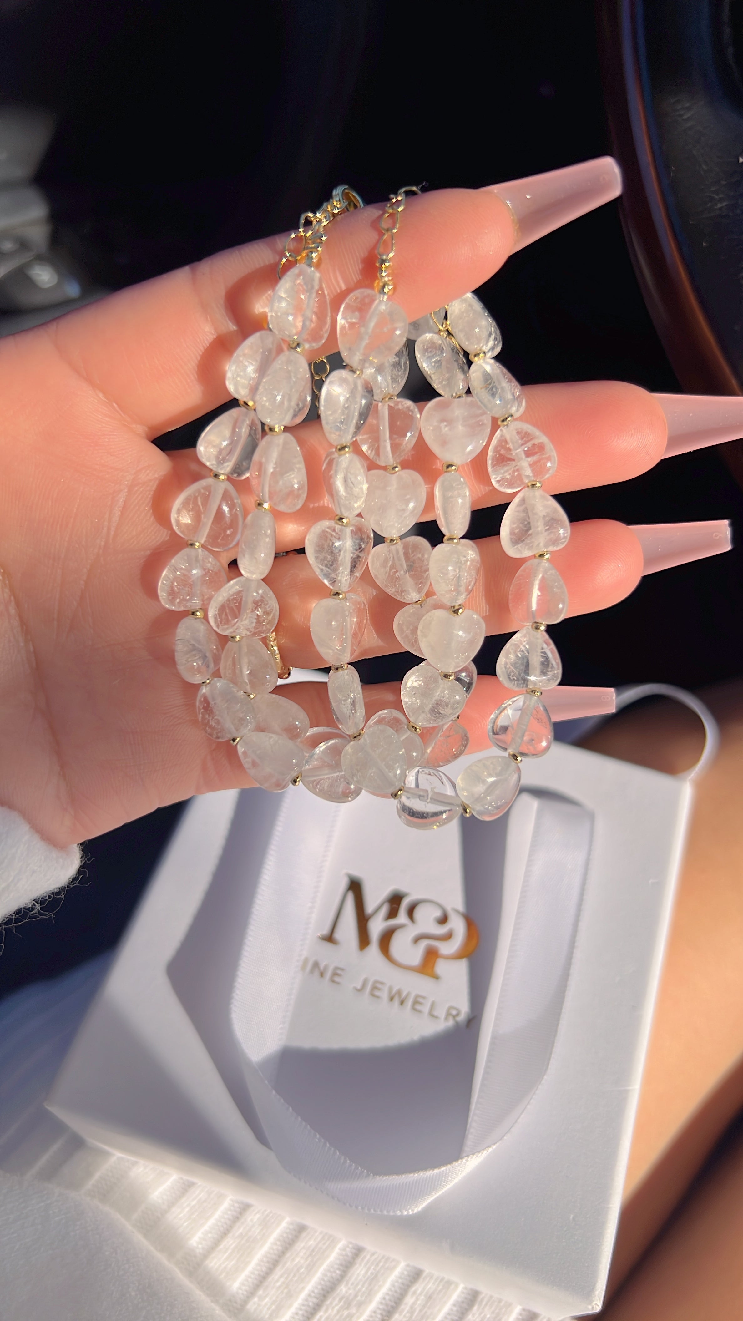 Genuine Clear Quartz Love Bracelet