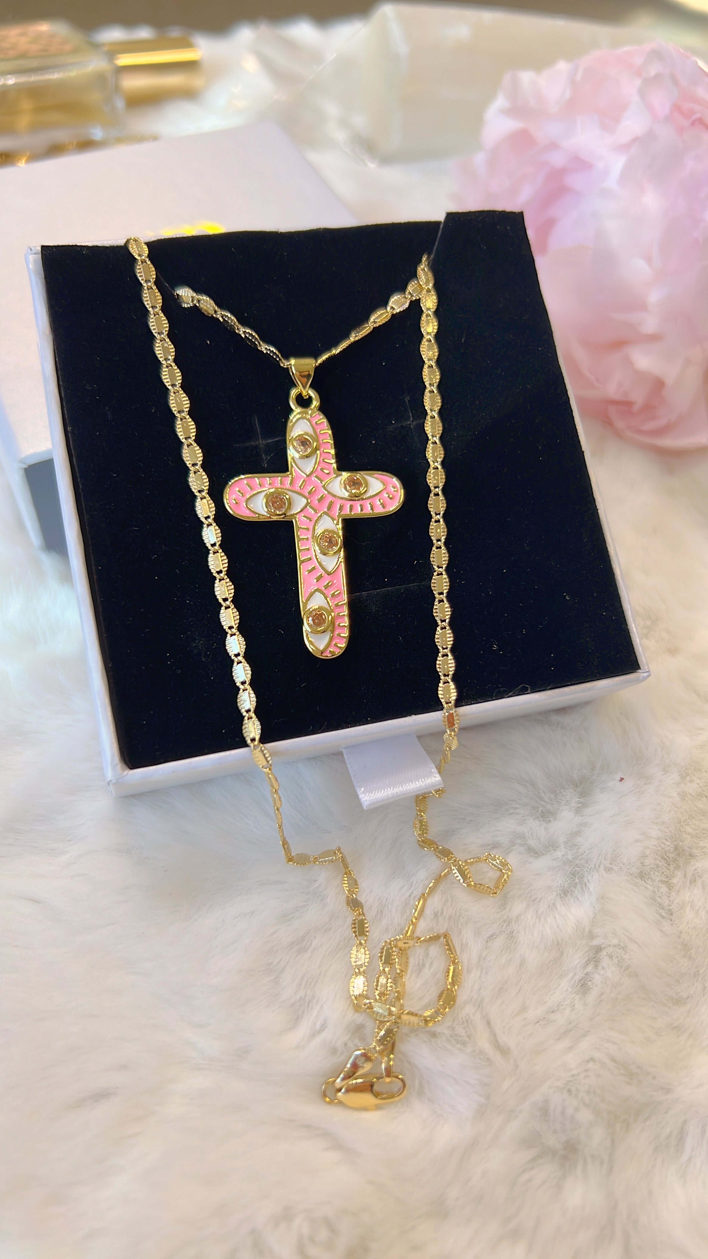 Pink Cross Necklace