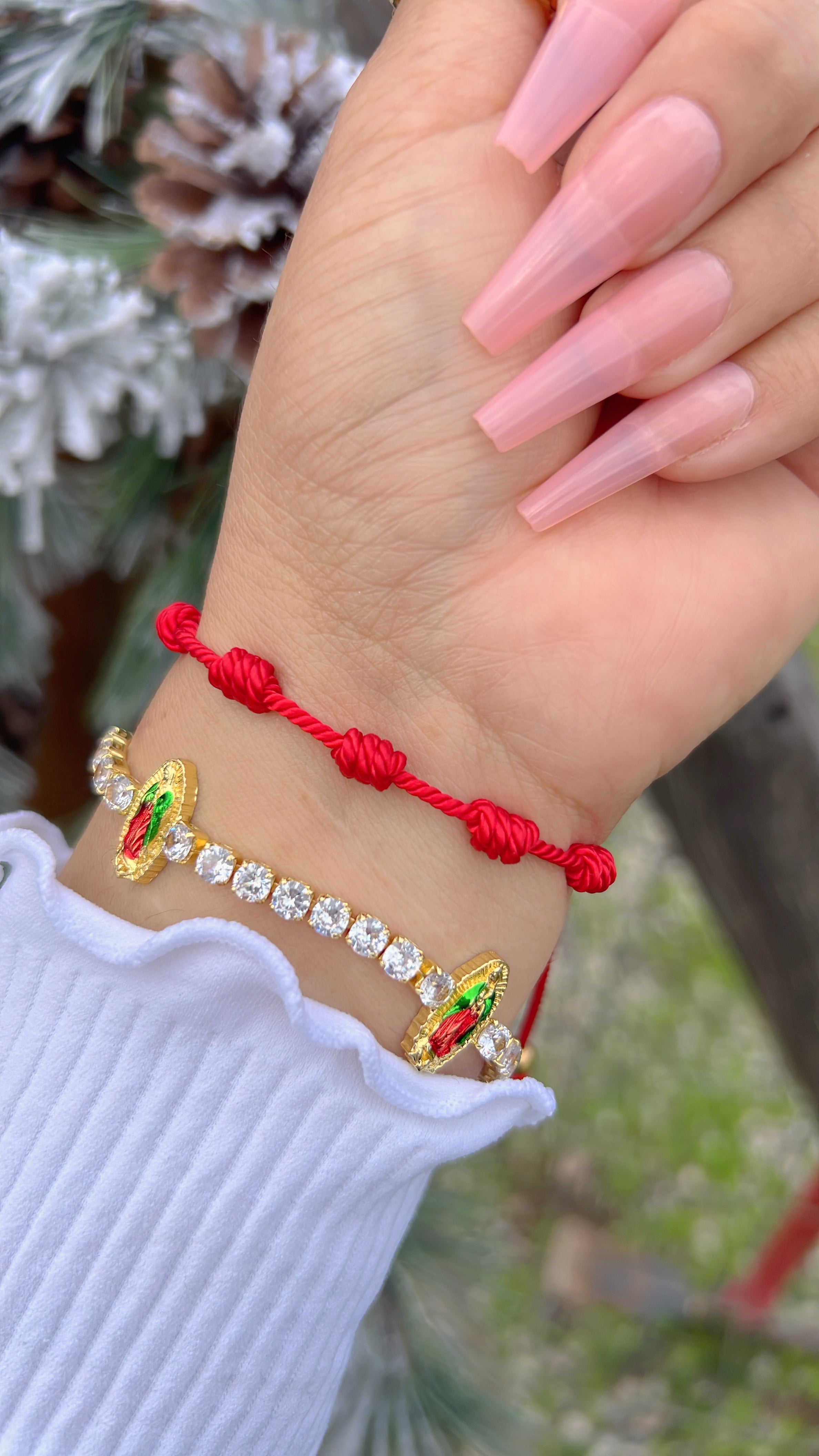 White Virgen de Guadalupe Tennis Bracelet