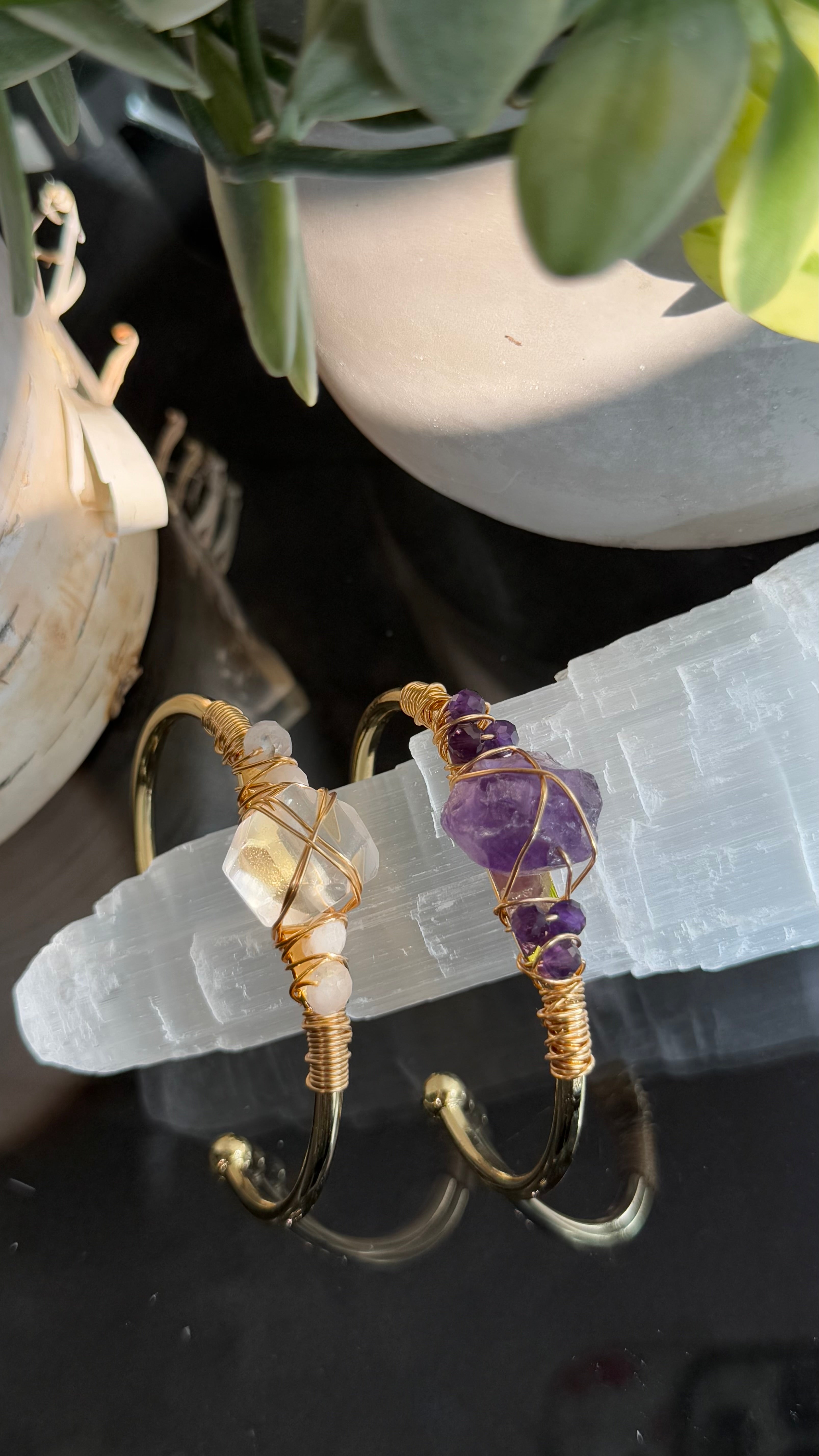 Clear Quartz & Amethyst Duo