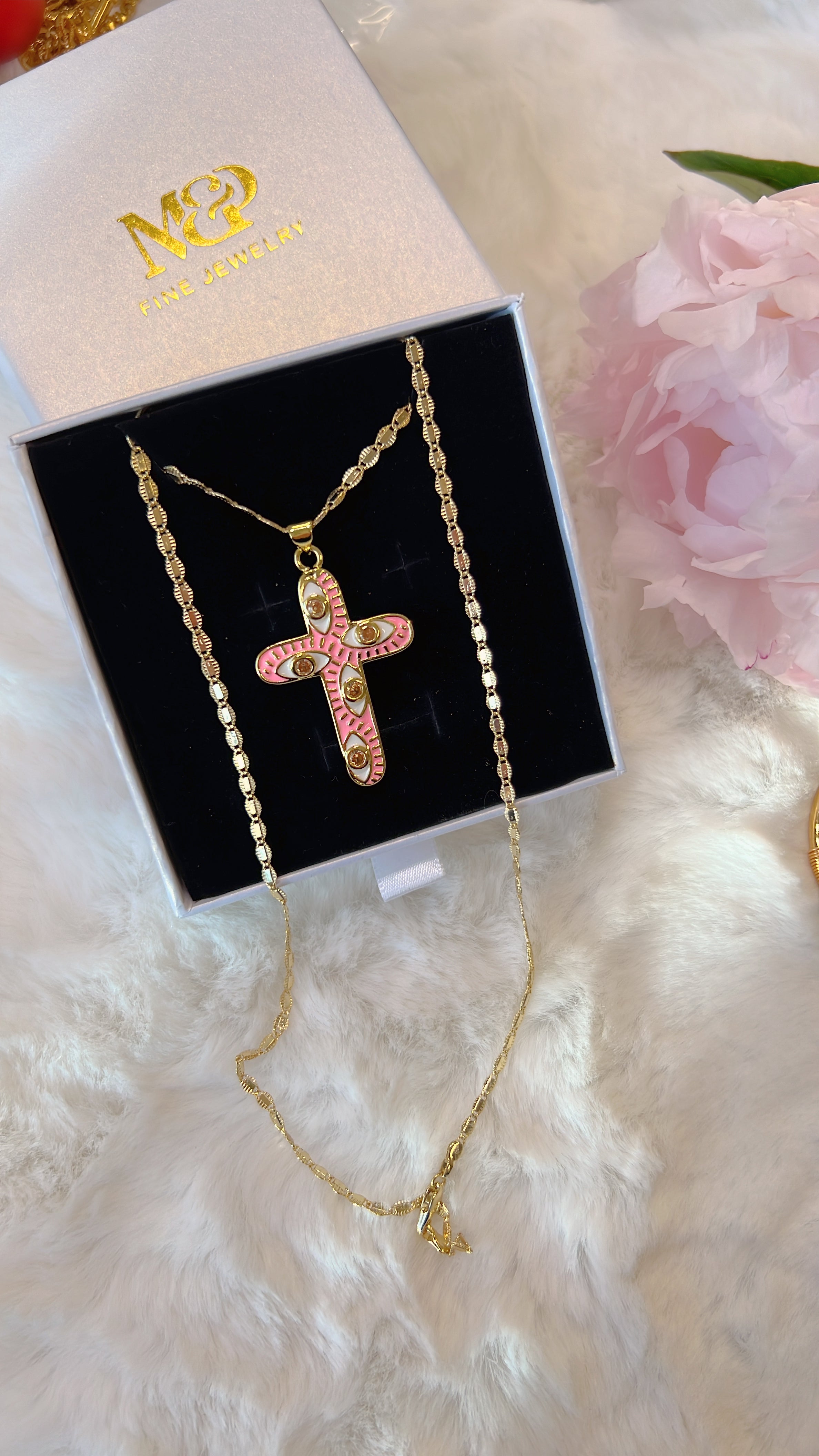 Pink Cross Necklace