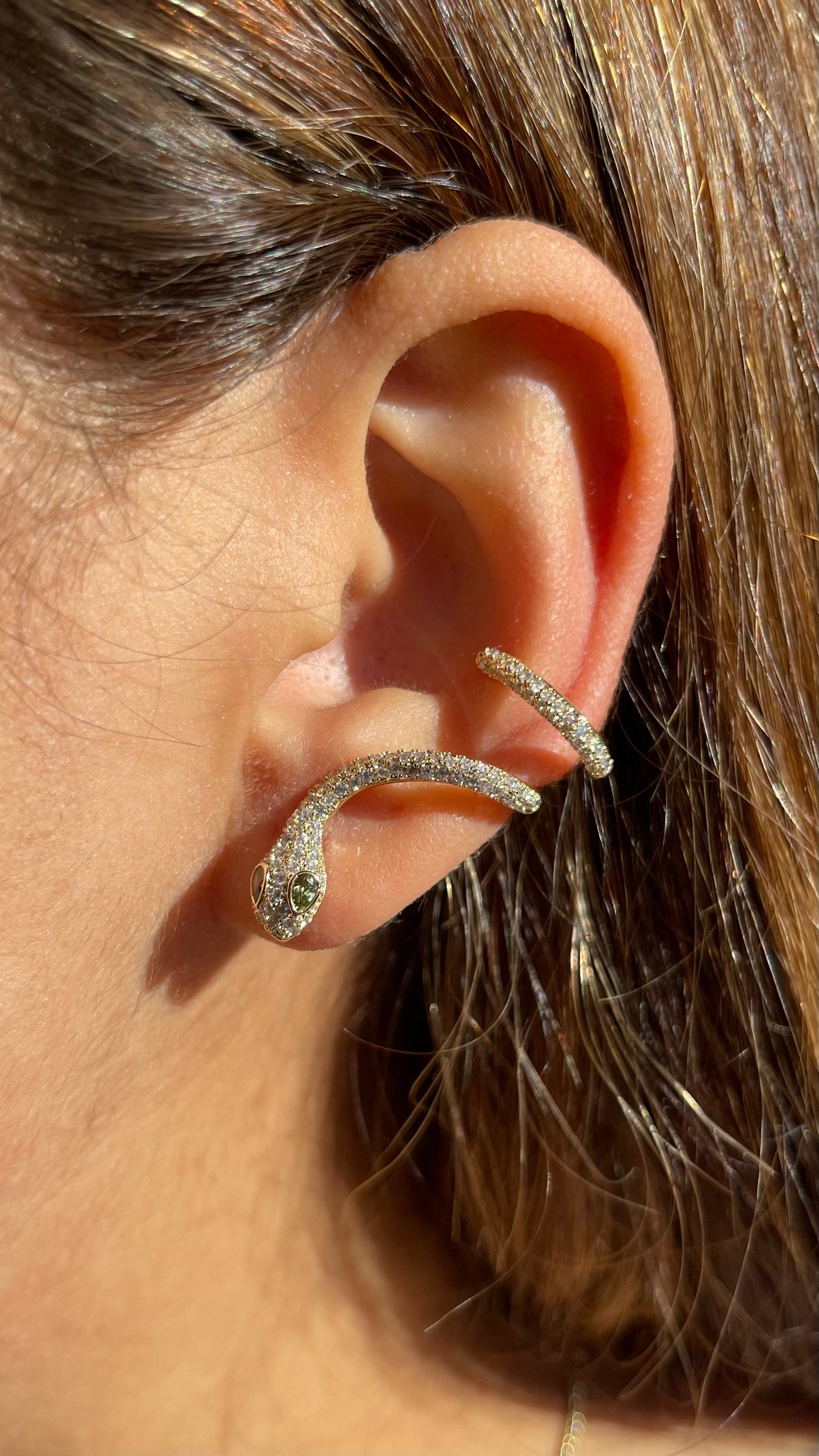 Emerald Snake Earring