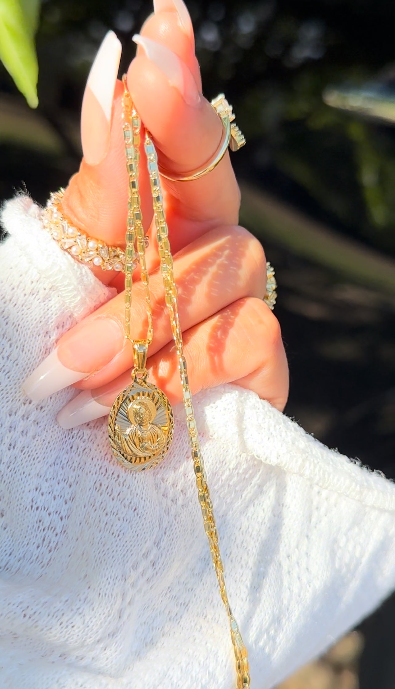 Gold Filled: Virgen de Guadalupe - Jesus Reversible Necklace