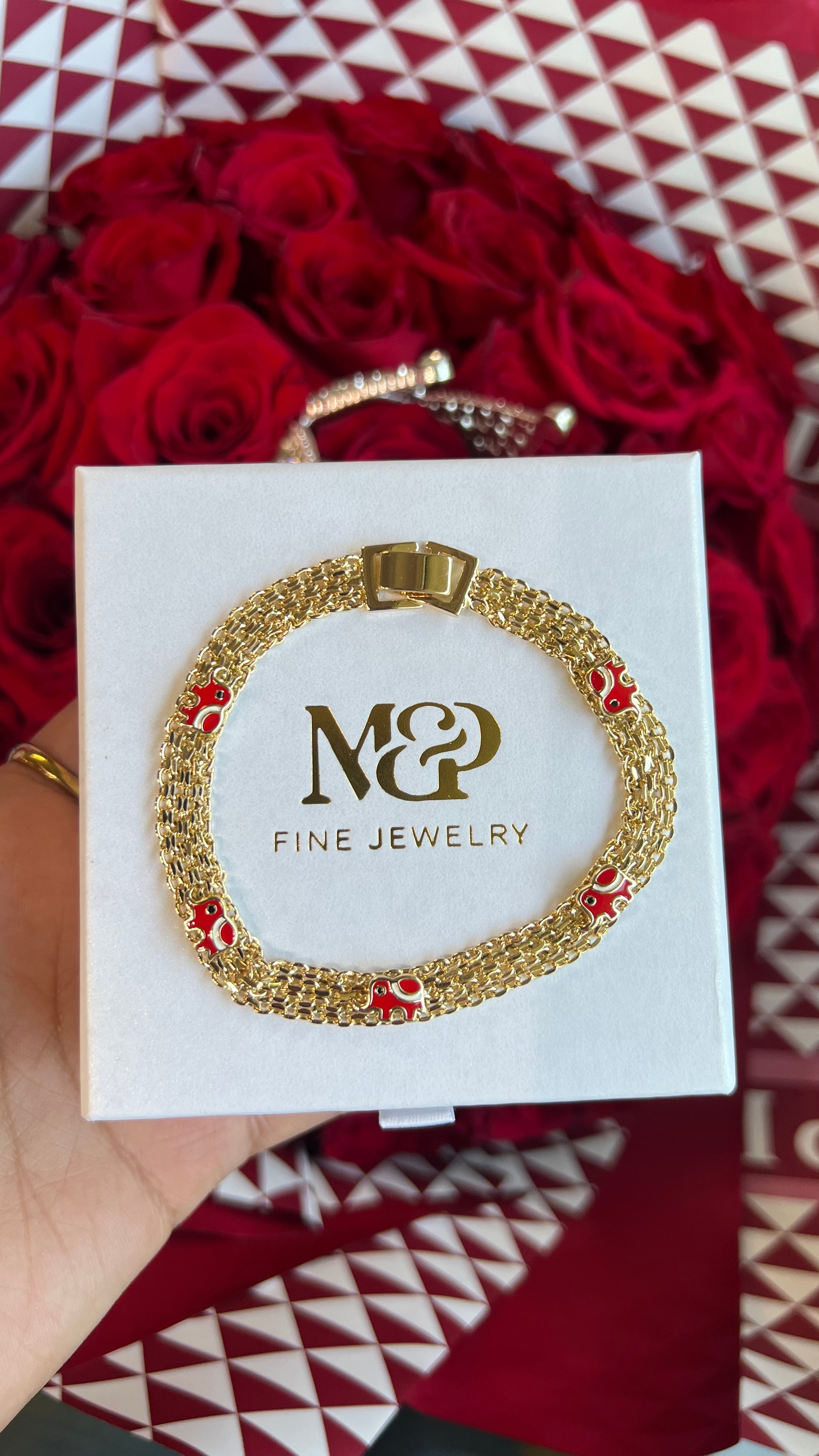 Gold Filled: Lucky Red Elephant Bracelet