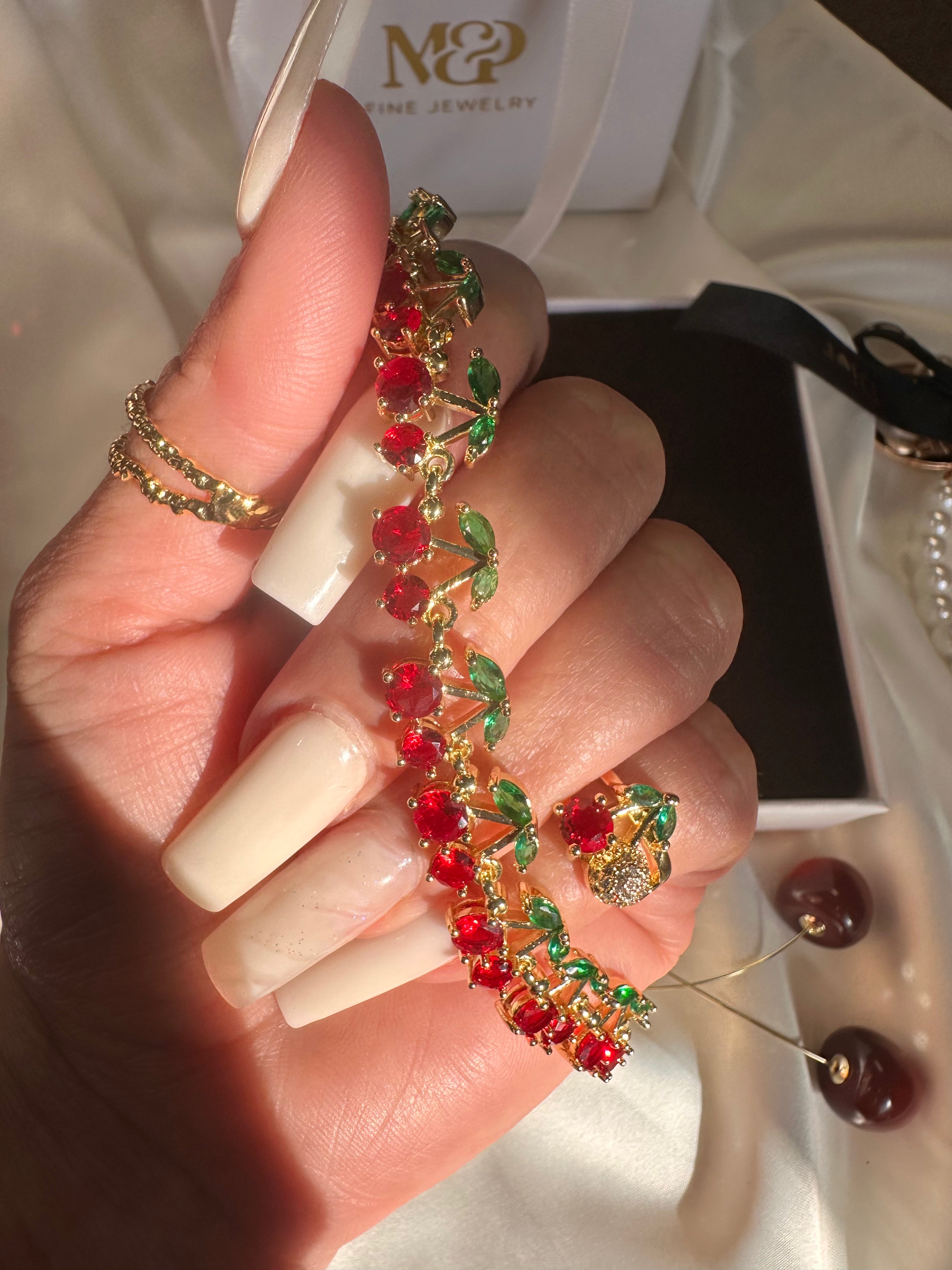 Cherry Gold Tennis Bracelet