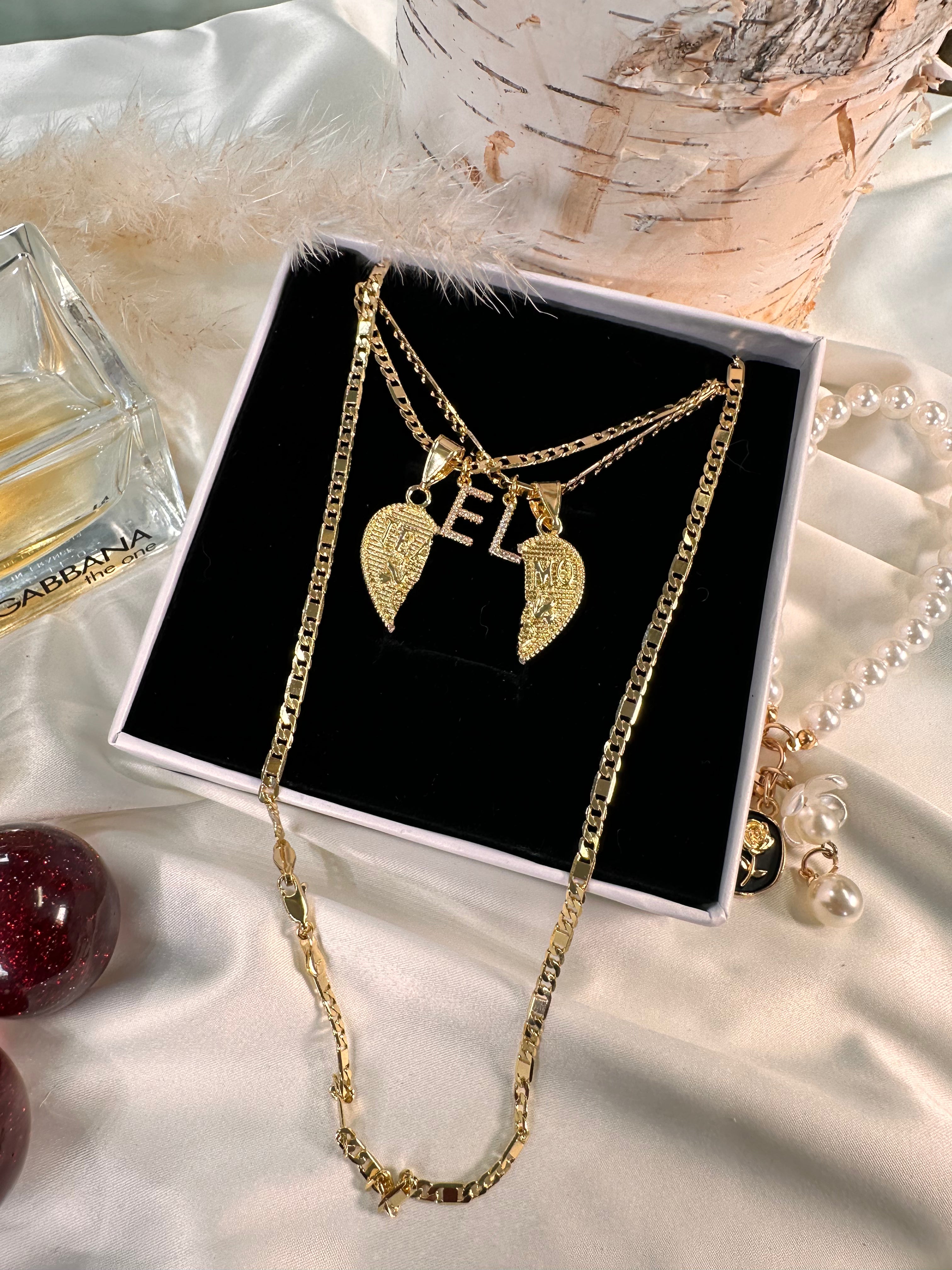 Te Amo Initial Heart Necklaces