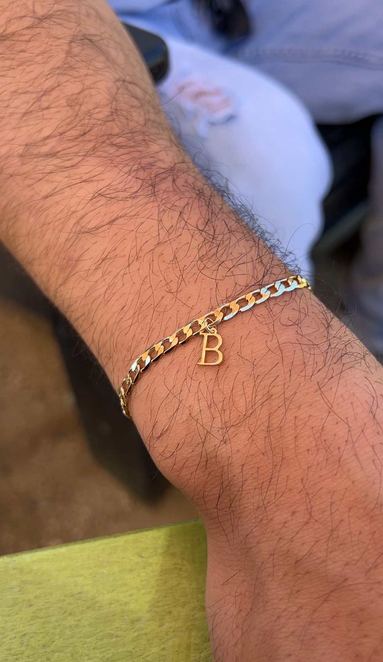 2 Bracelets: Initial Mini Cuban Couple Set