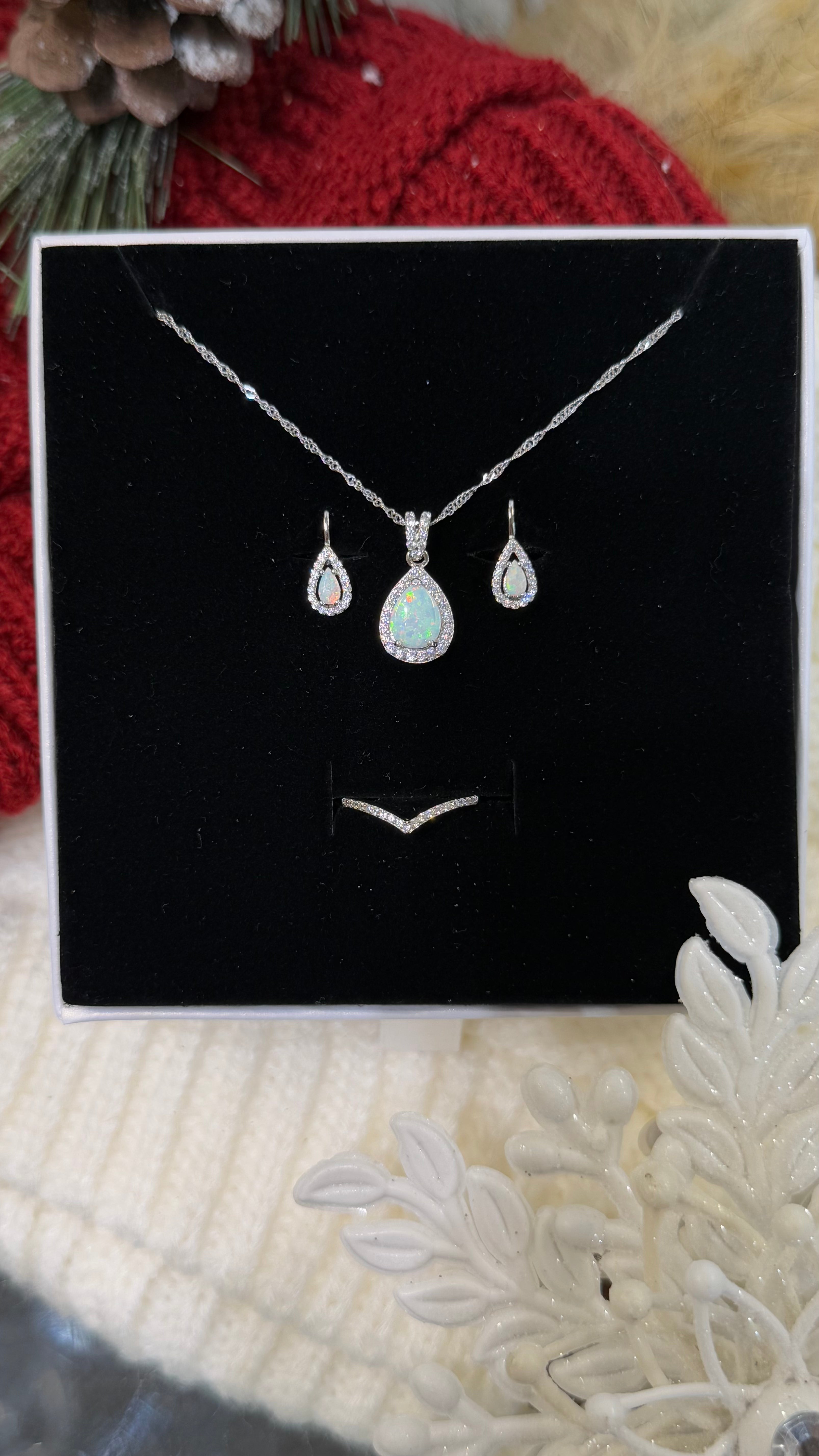 Pear Shaped Opal Necklace Set