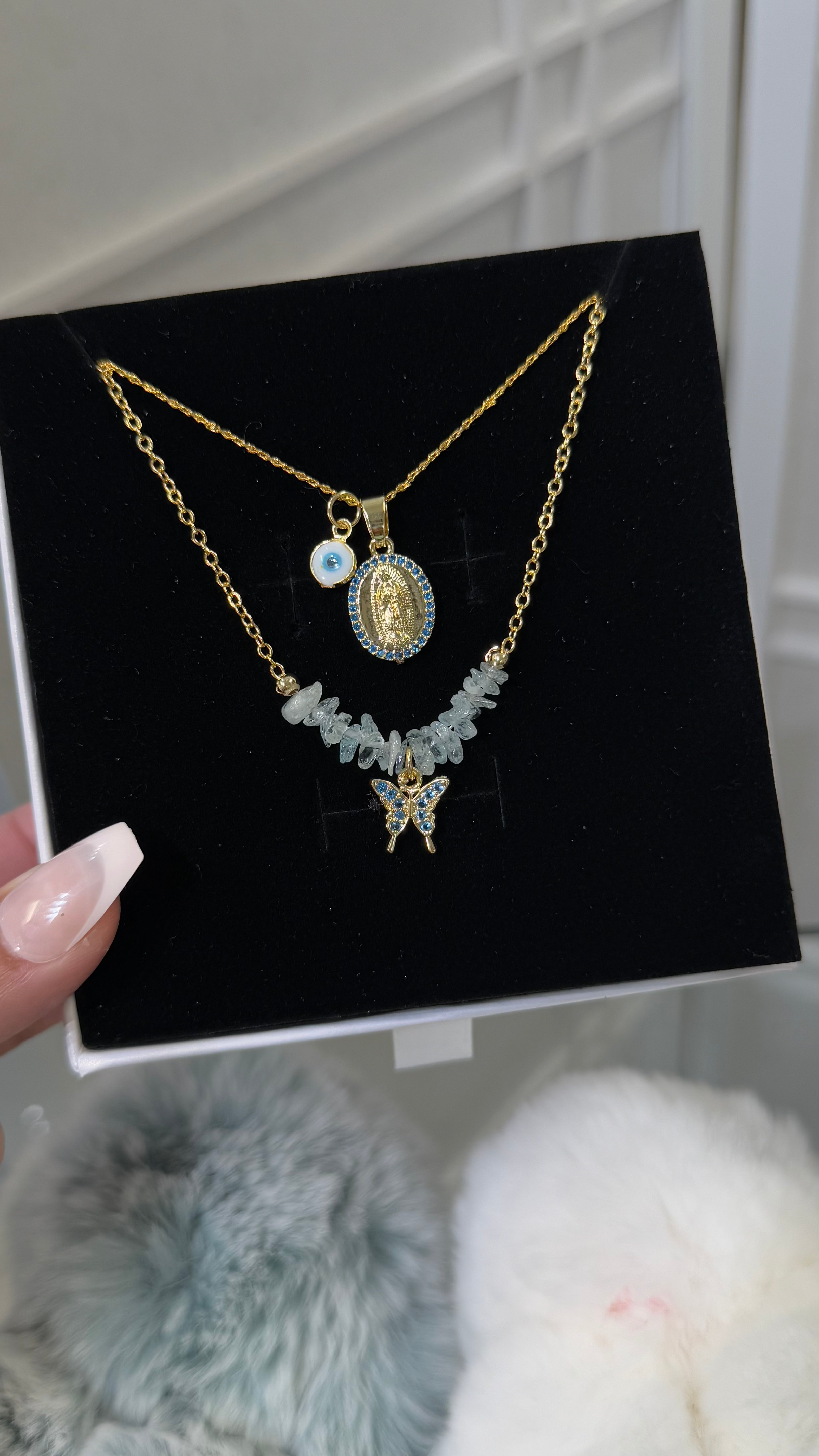 Frozen Aquamarine Mary Necklace Set