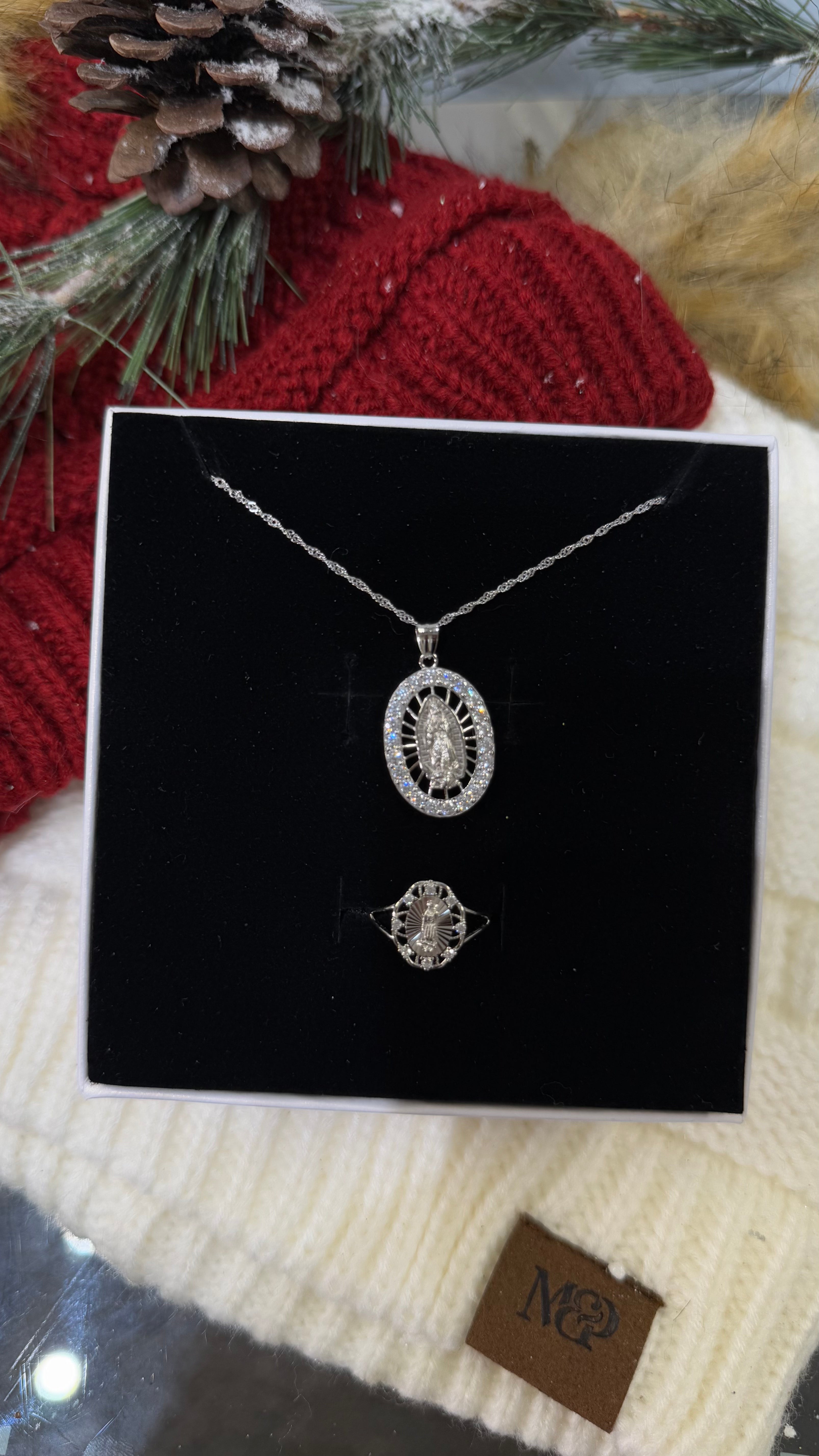 Our Lady of Guadalupe Silver Necklace Set