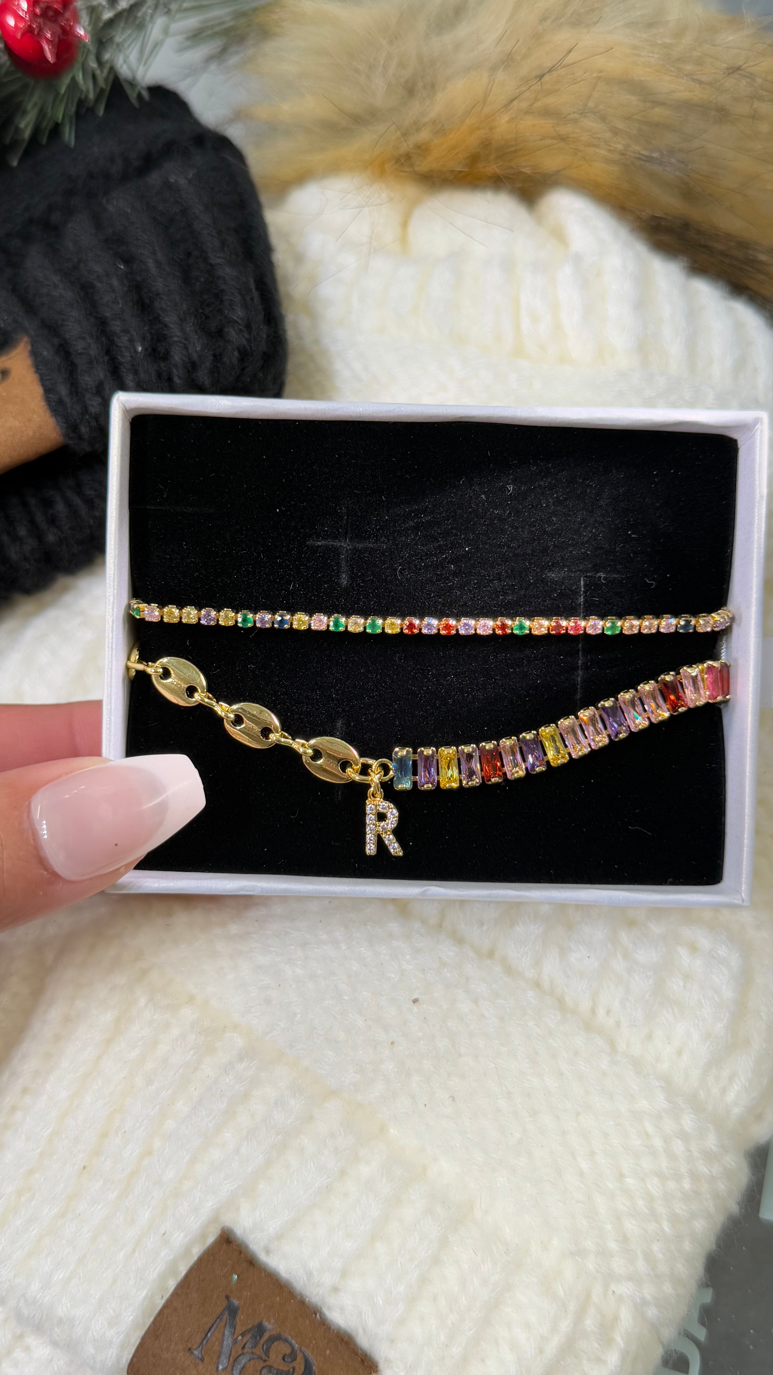 Piñata Initial Bracelet Set