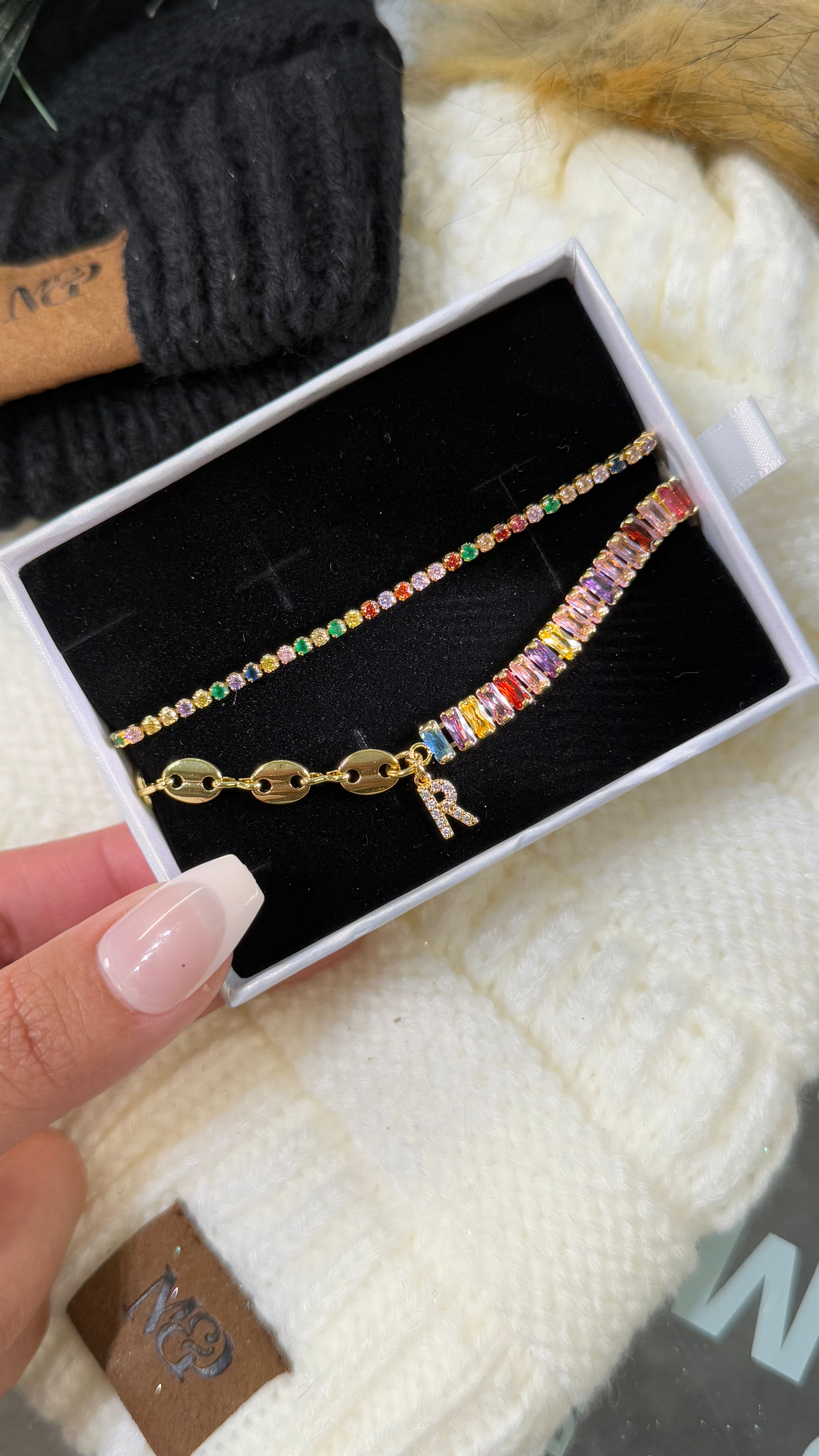 Piñata Initial Bracelet Set