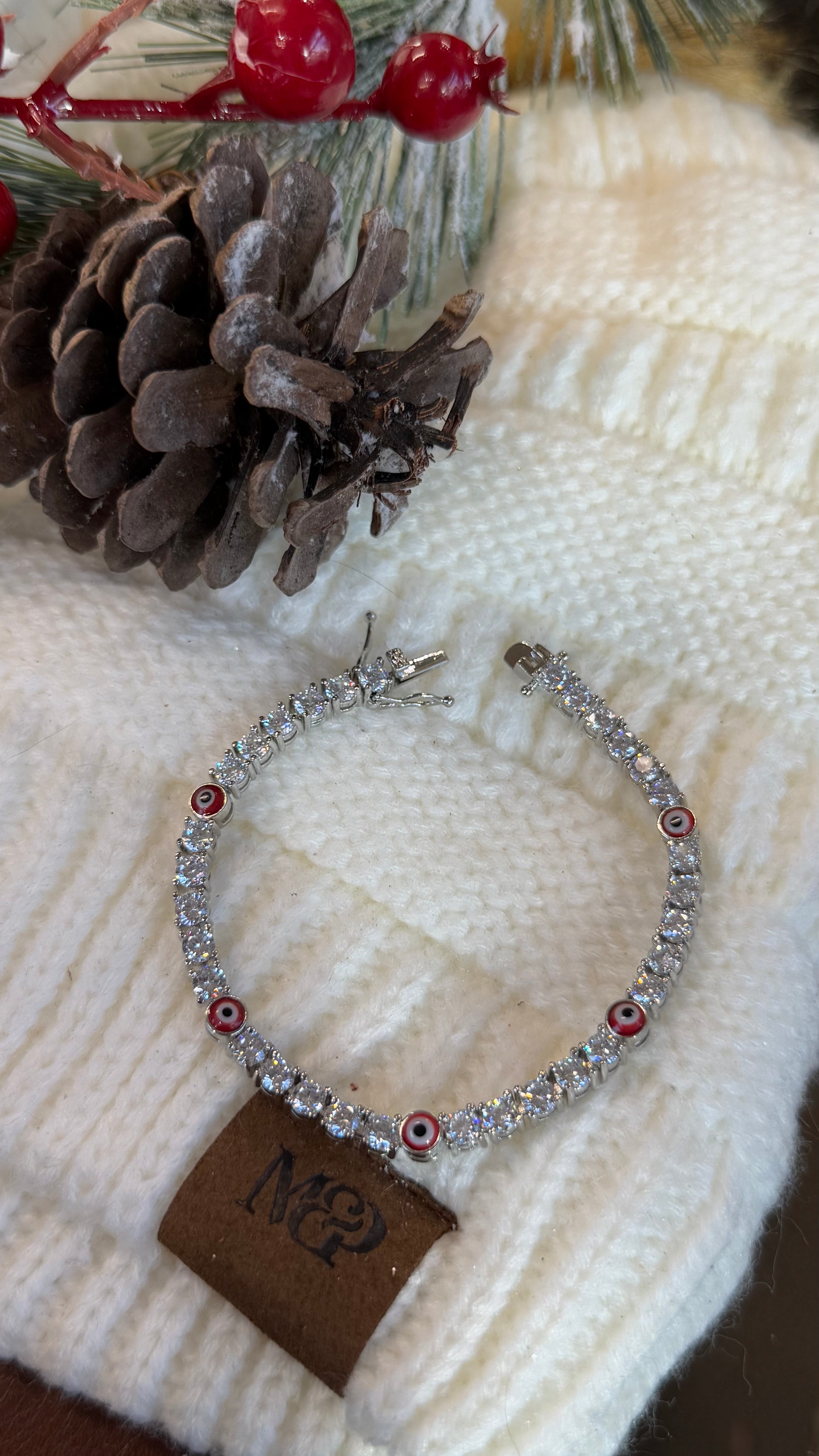 Red Evil Eye Tennis Bracelet