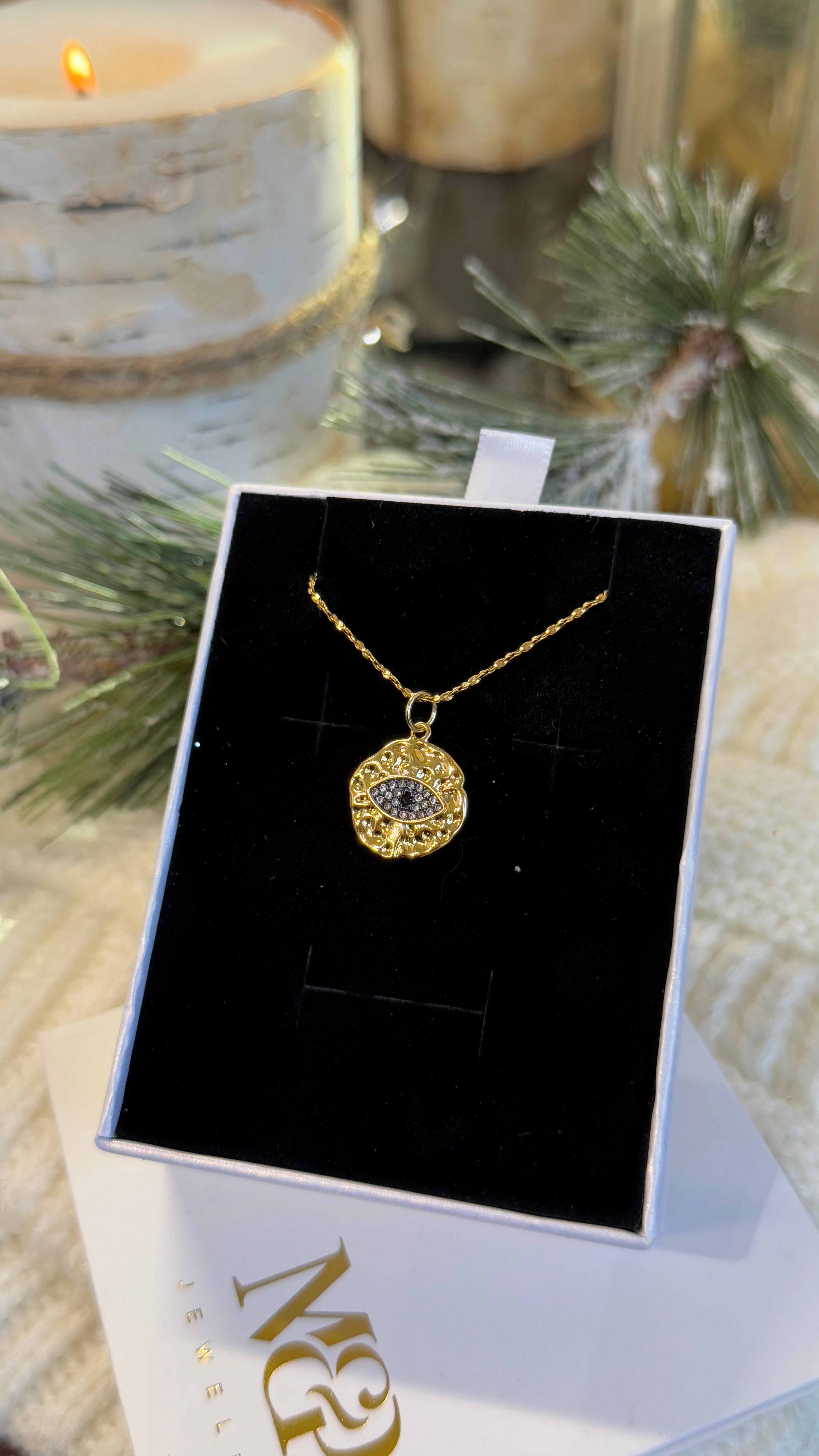 Gold Nugget: Evil Eye Necklace