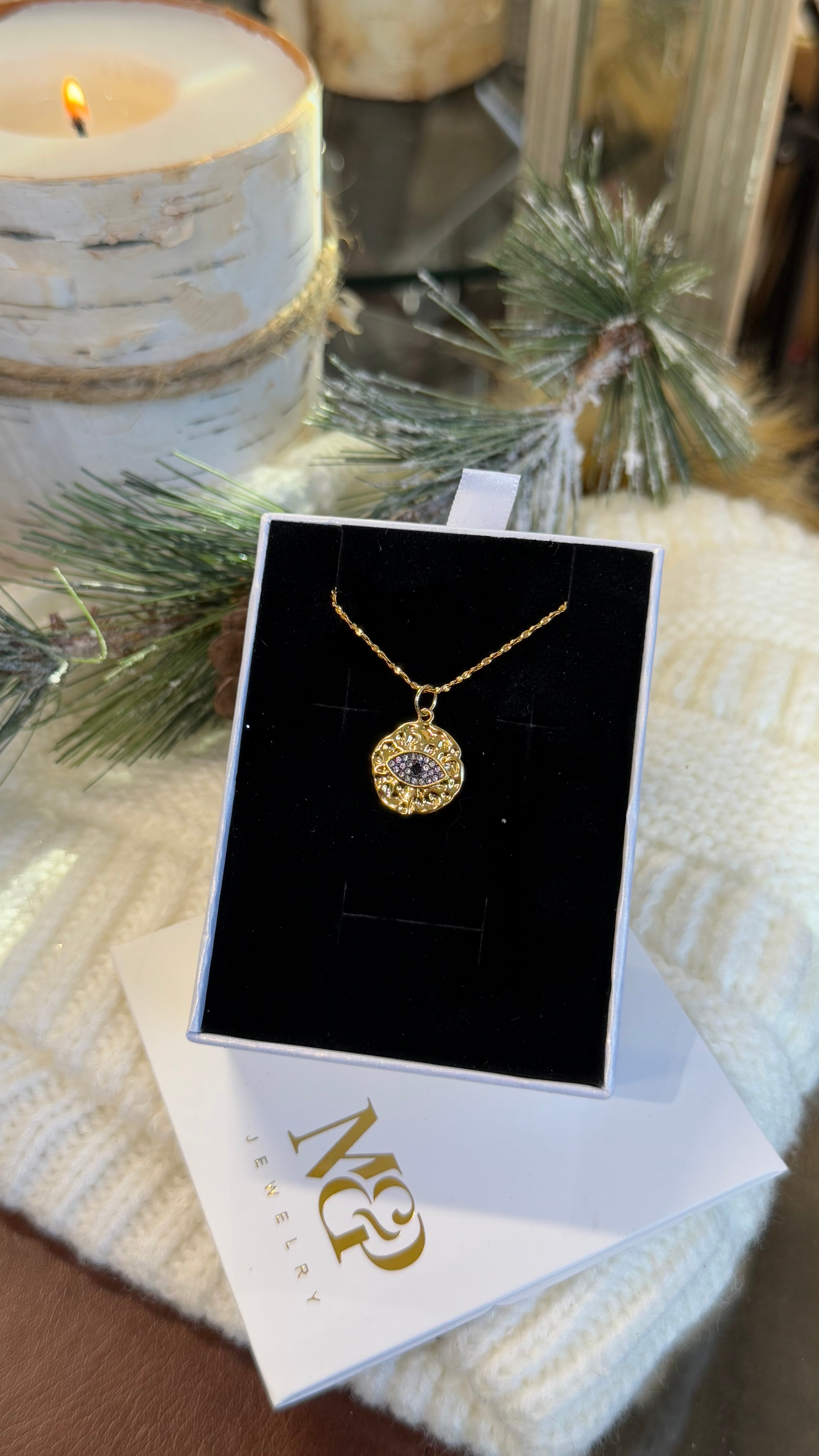 Gold Nugget: Evil Eye Necklace