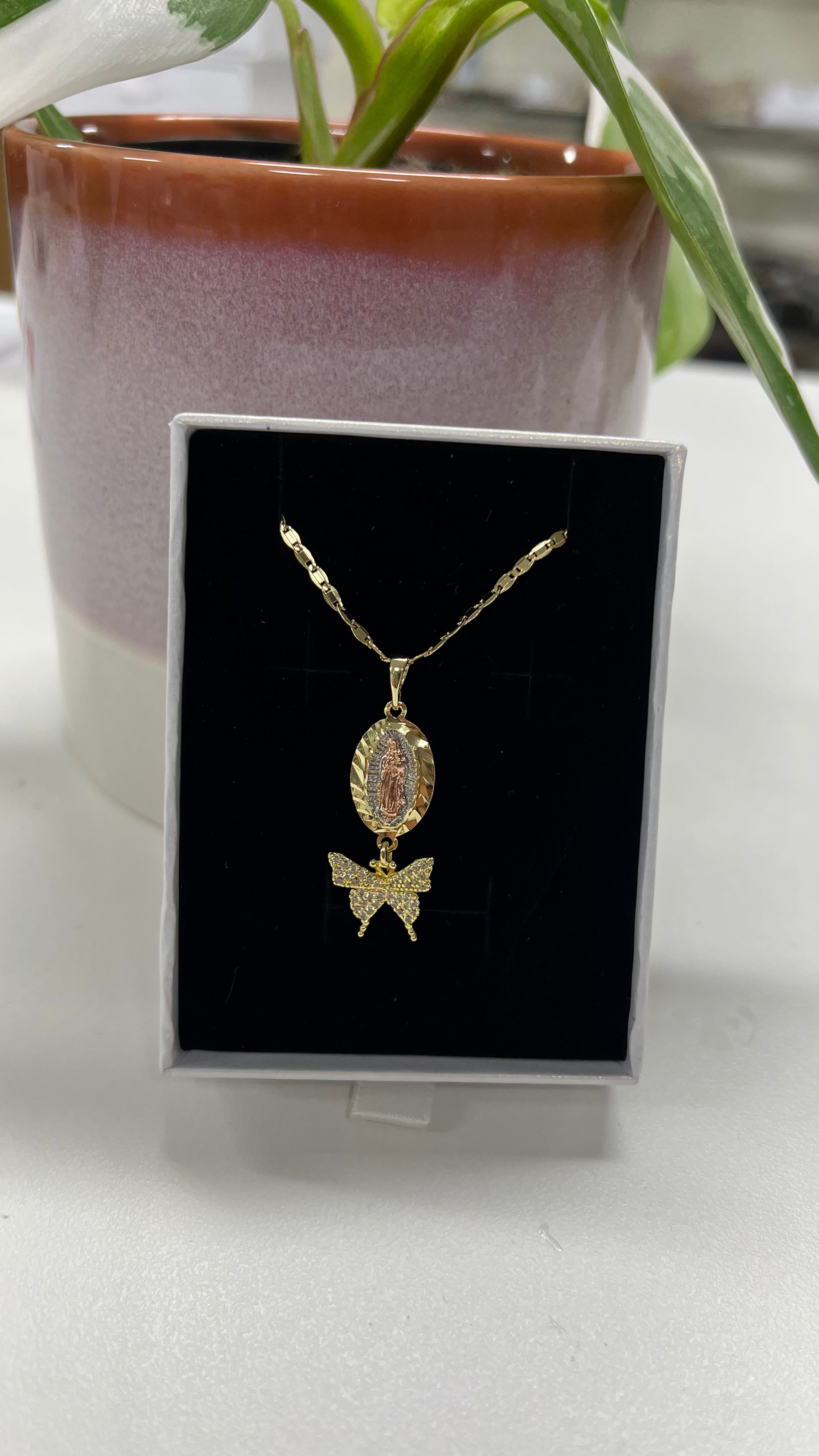 Butterfly-Virgen de Guadalupe Necklace