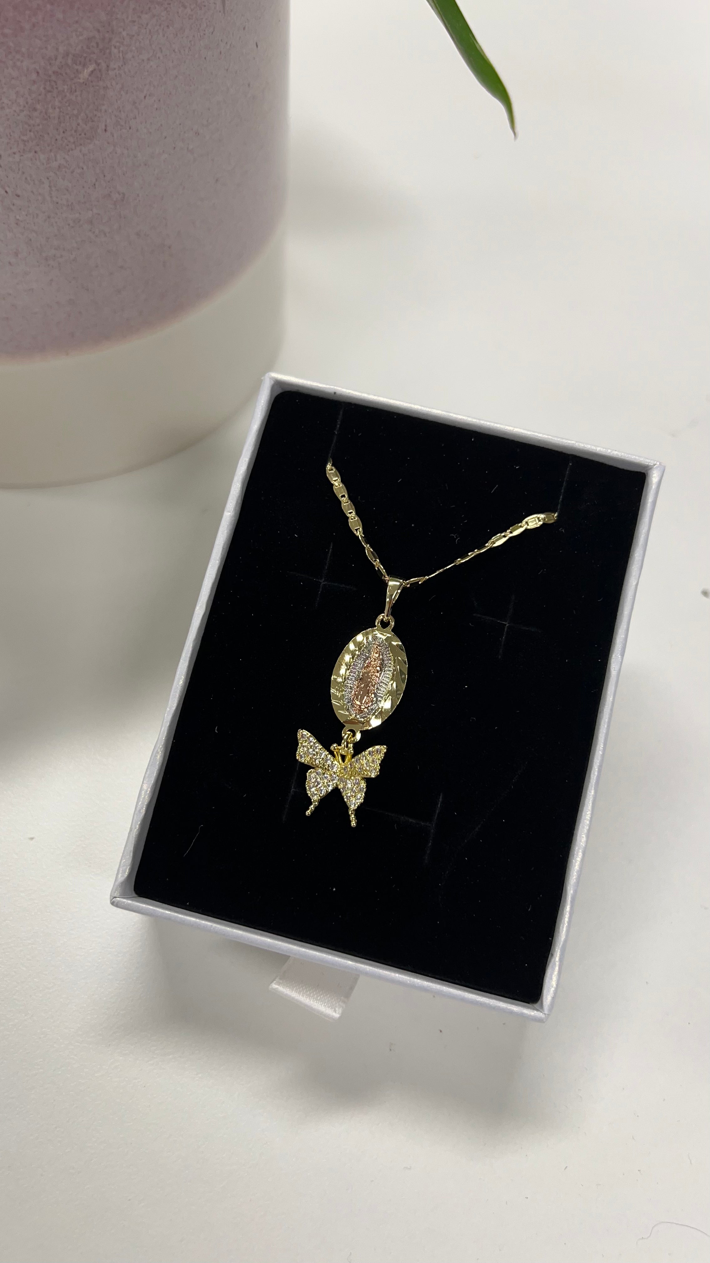 Butterfly-Virgen de Guadalupe Necklace