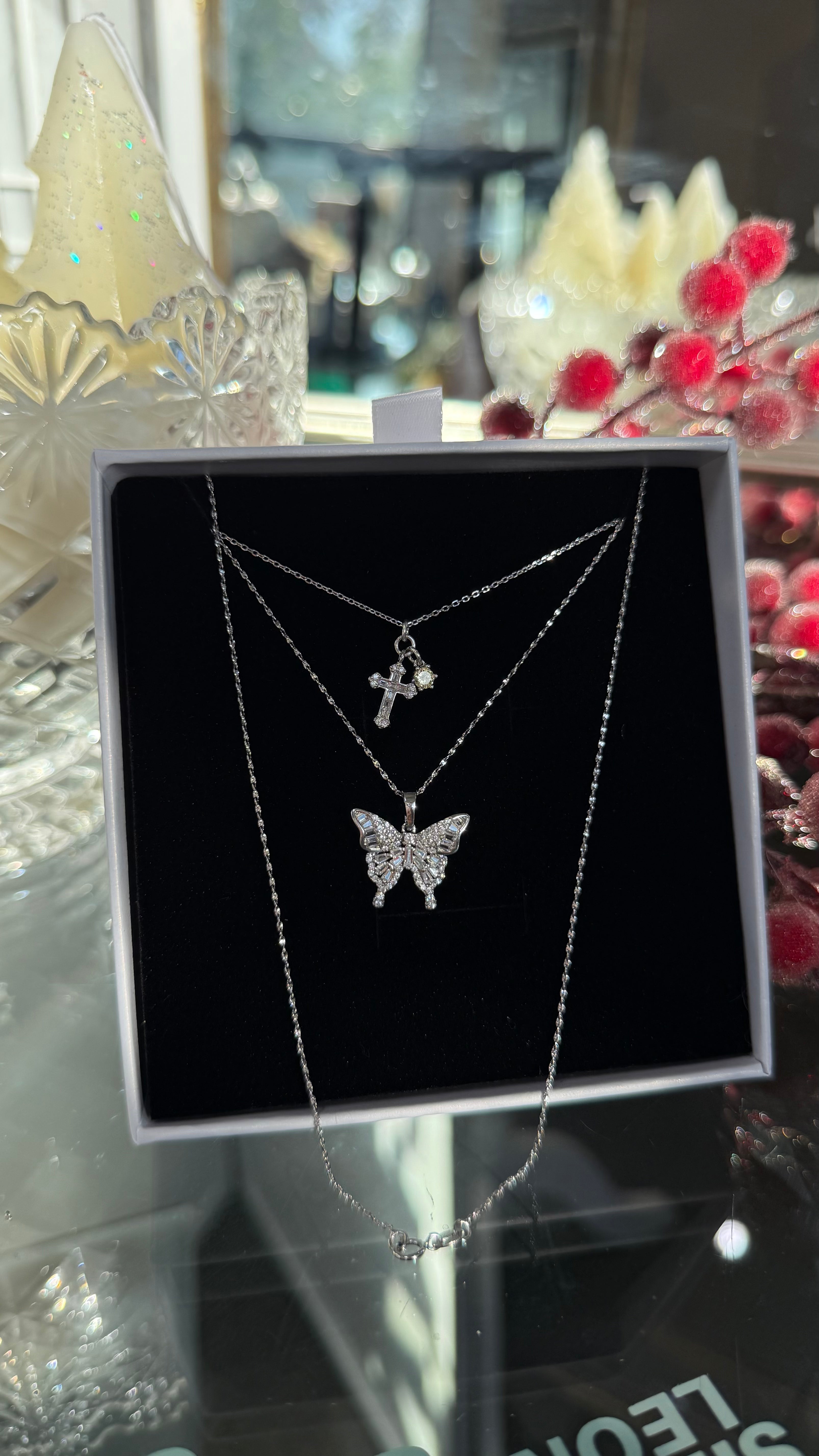 Sterling Butterfly Necklace Set