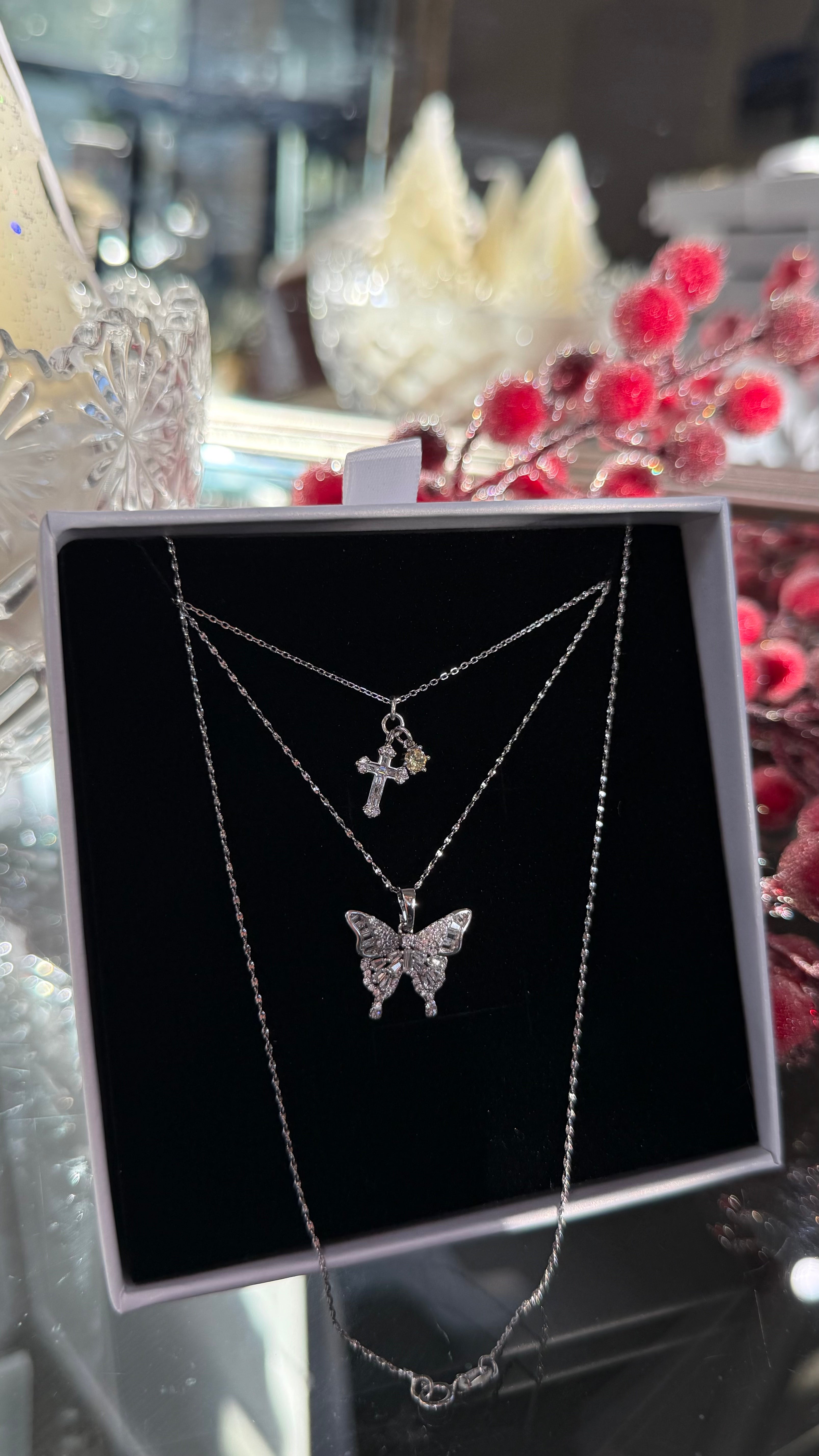 Sterling Butterfly Necklace Set