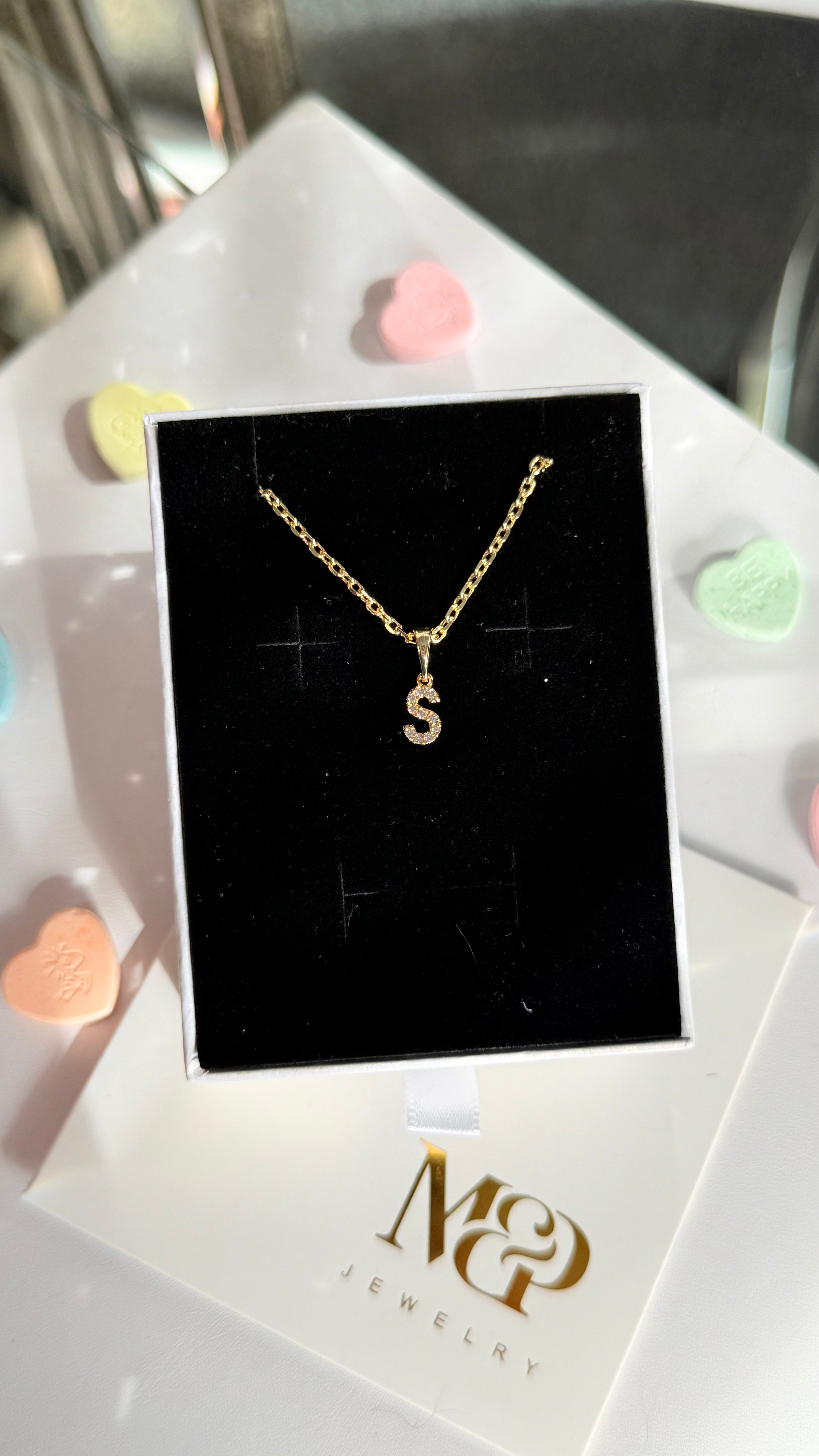 Dainty Paved Initial Necklace