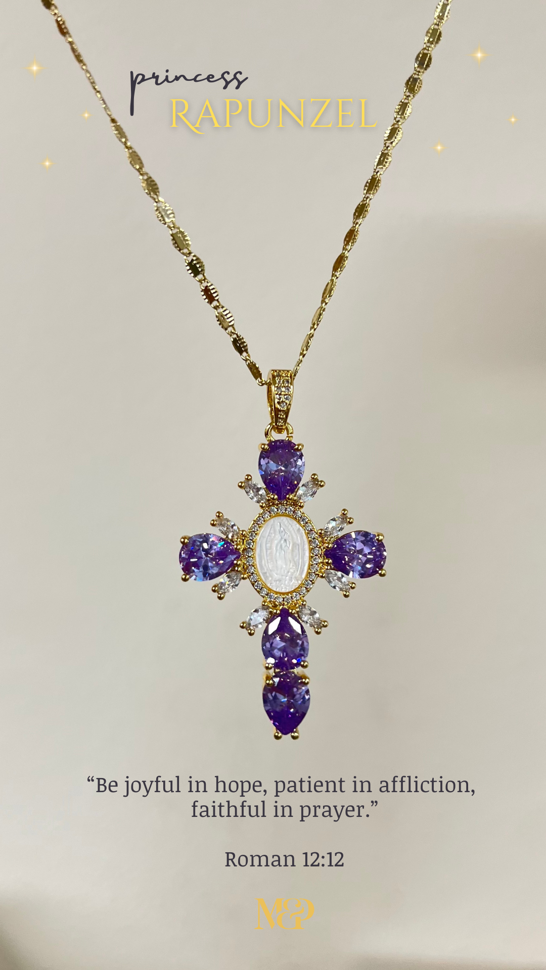 Rapunzel Purple Cross Necklace