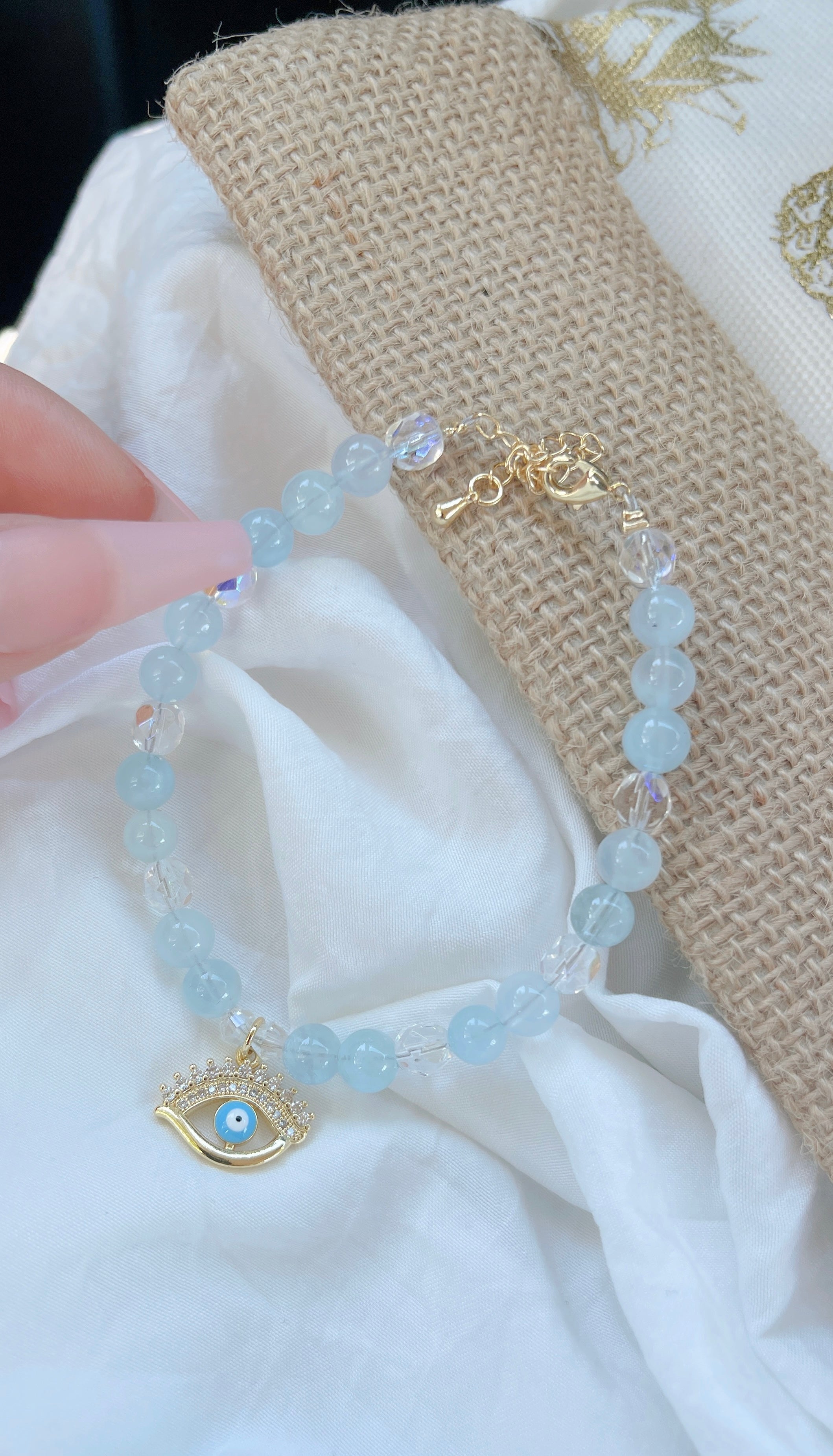 Aquamarine Evil Eye Bracelet