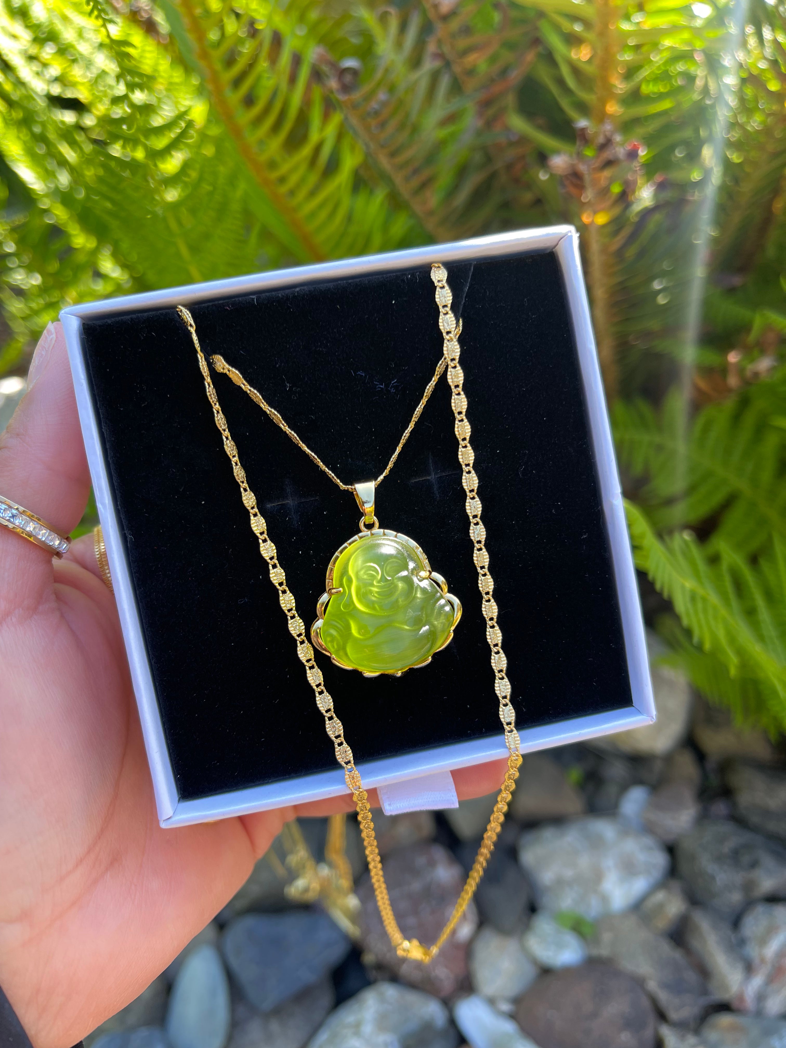 Green Quartz Buddha Necklace