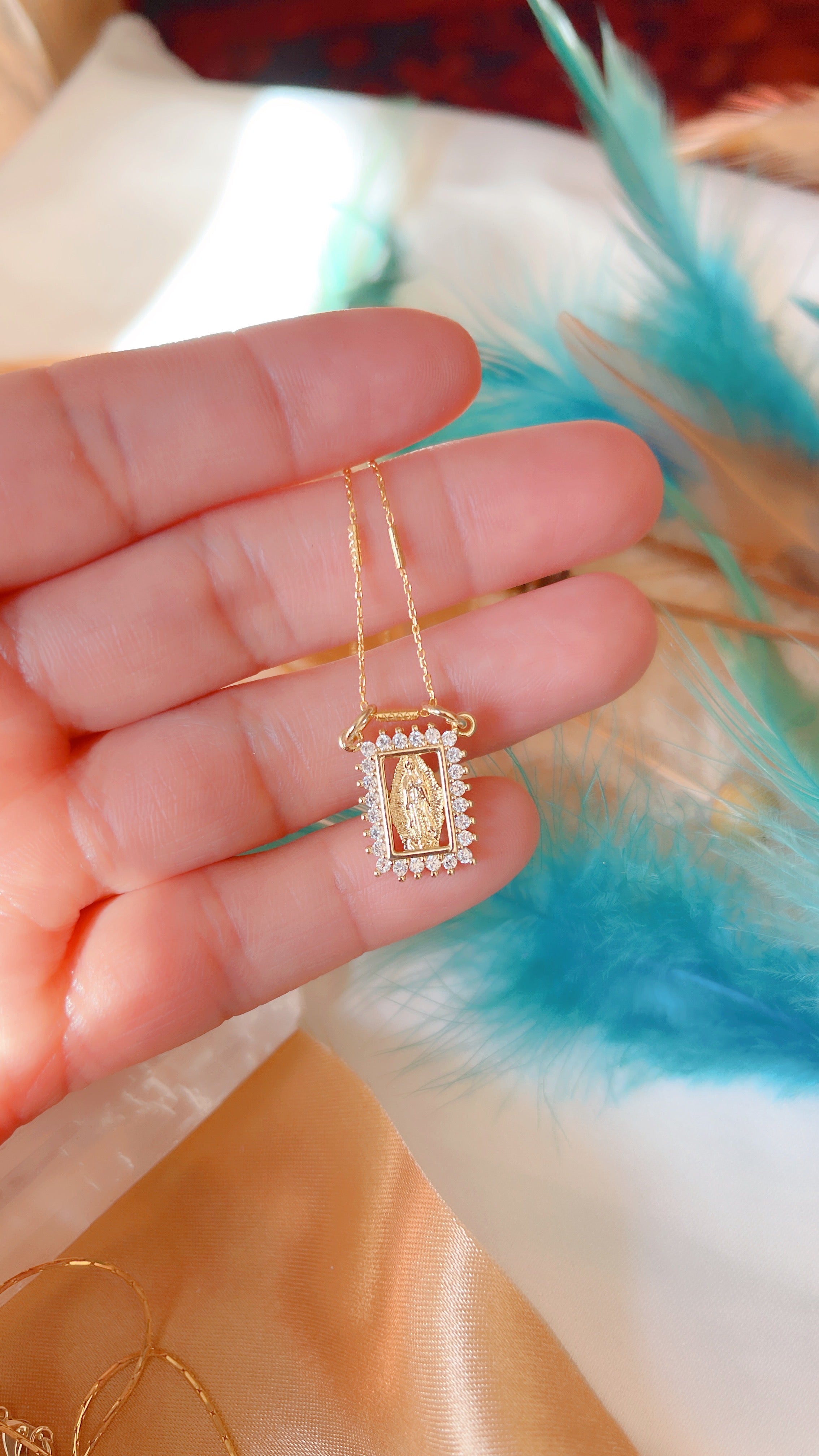 Mini Virgin Mary Frame Necklace