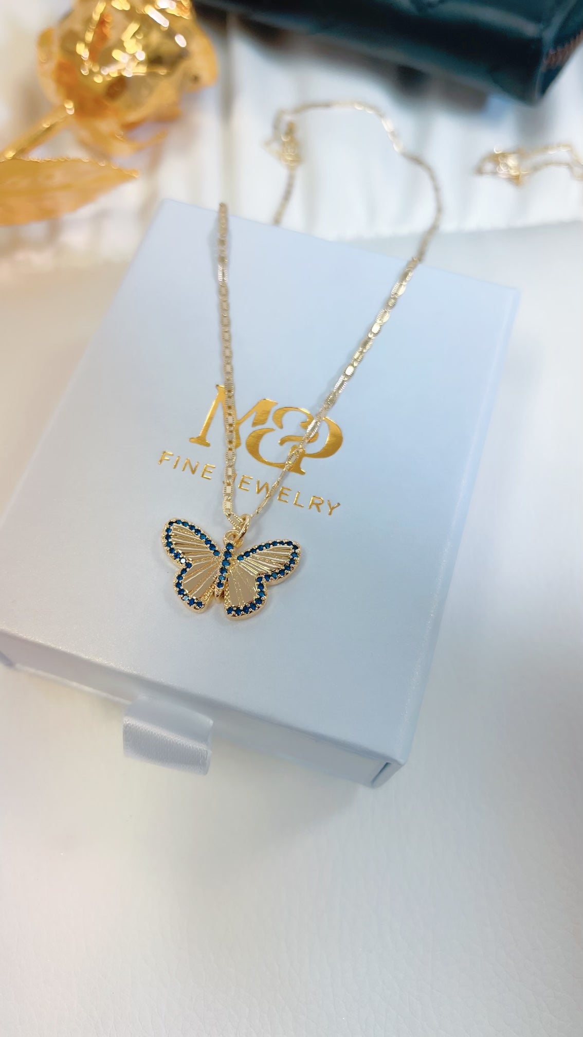 Blue Butterfly Necklace