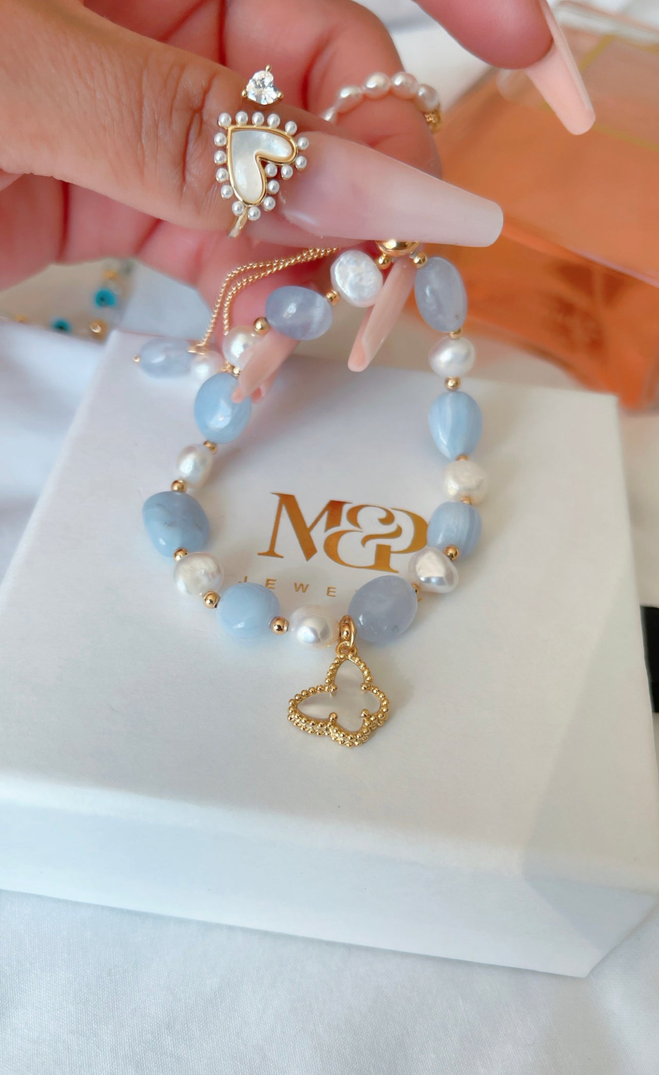 Pulsera Piedra Aguamarina Azul