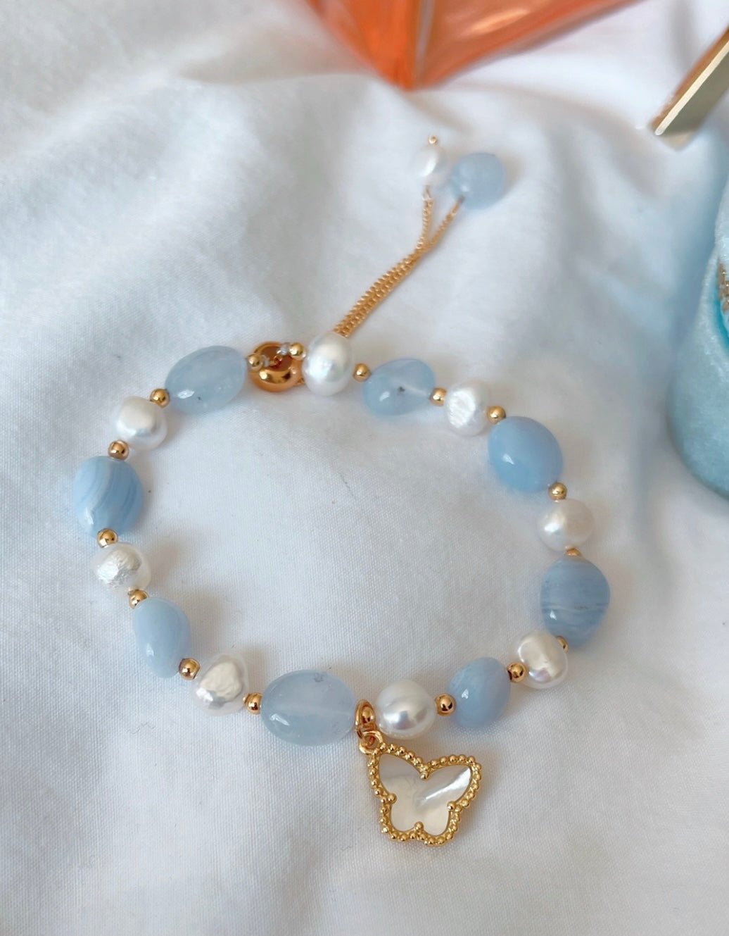 Pulsera Piedra Aguamarina Azul