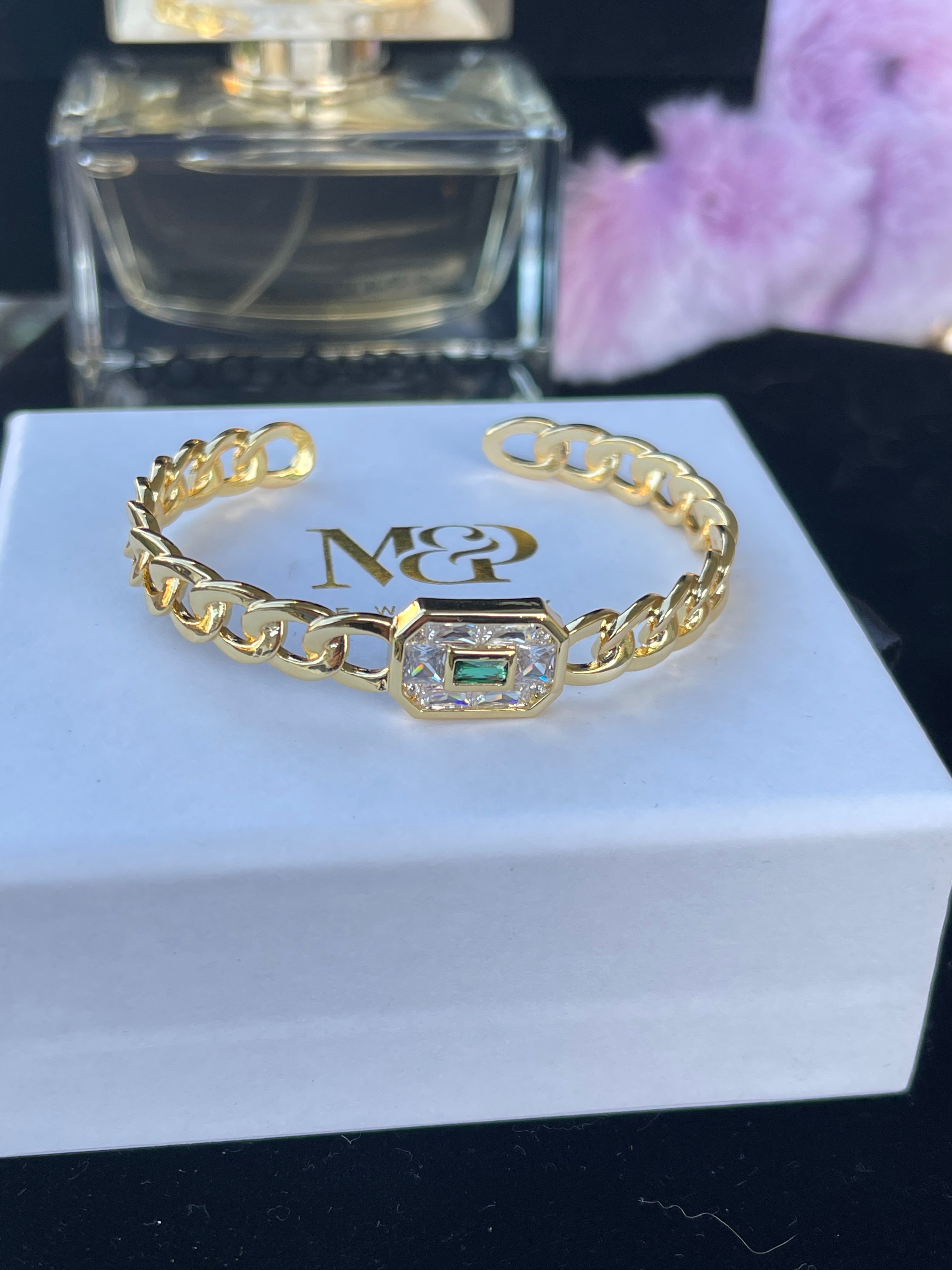 Gold Filled: Emerald Cuban Bracelet