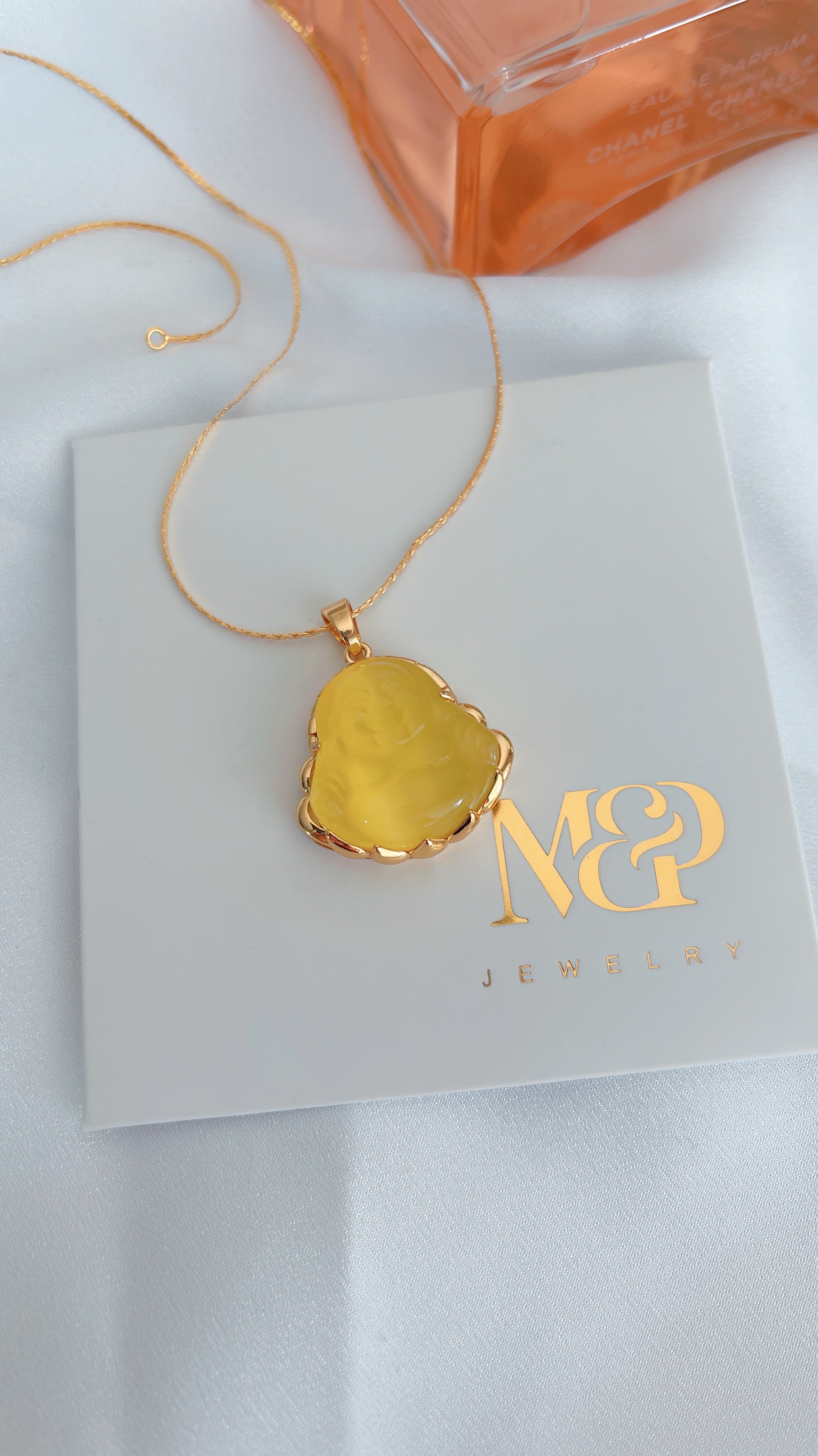 Yellow Quartz Buddha Necklace