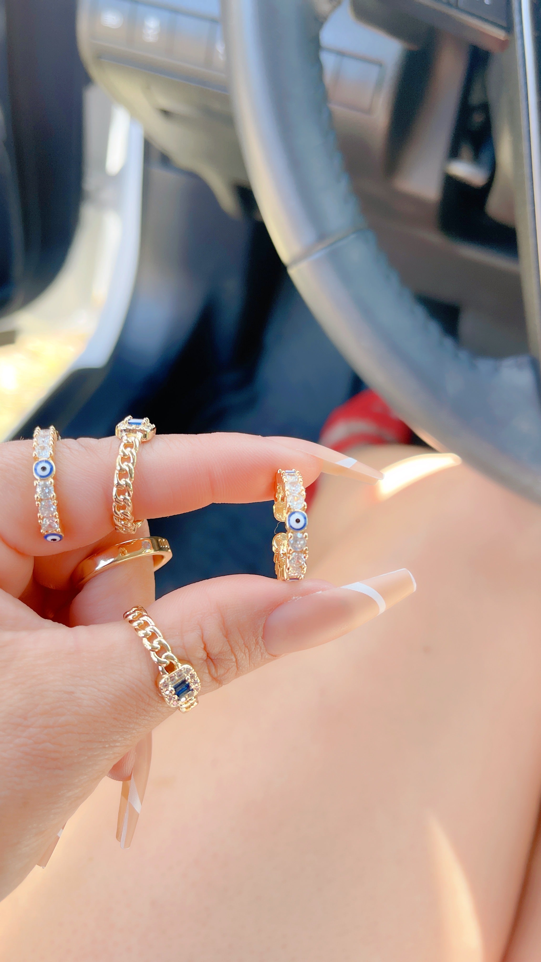 Anillo de mal de ojo con diamantes