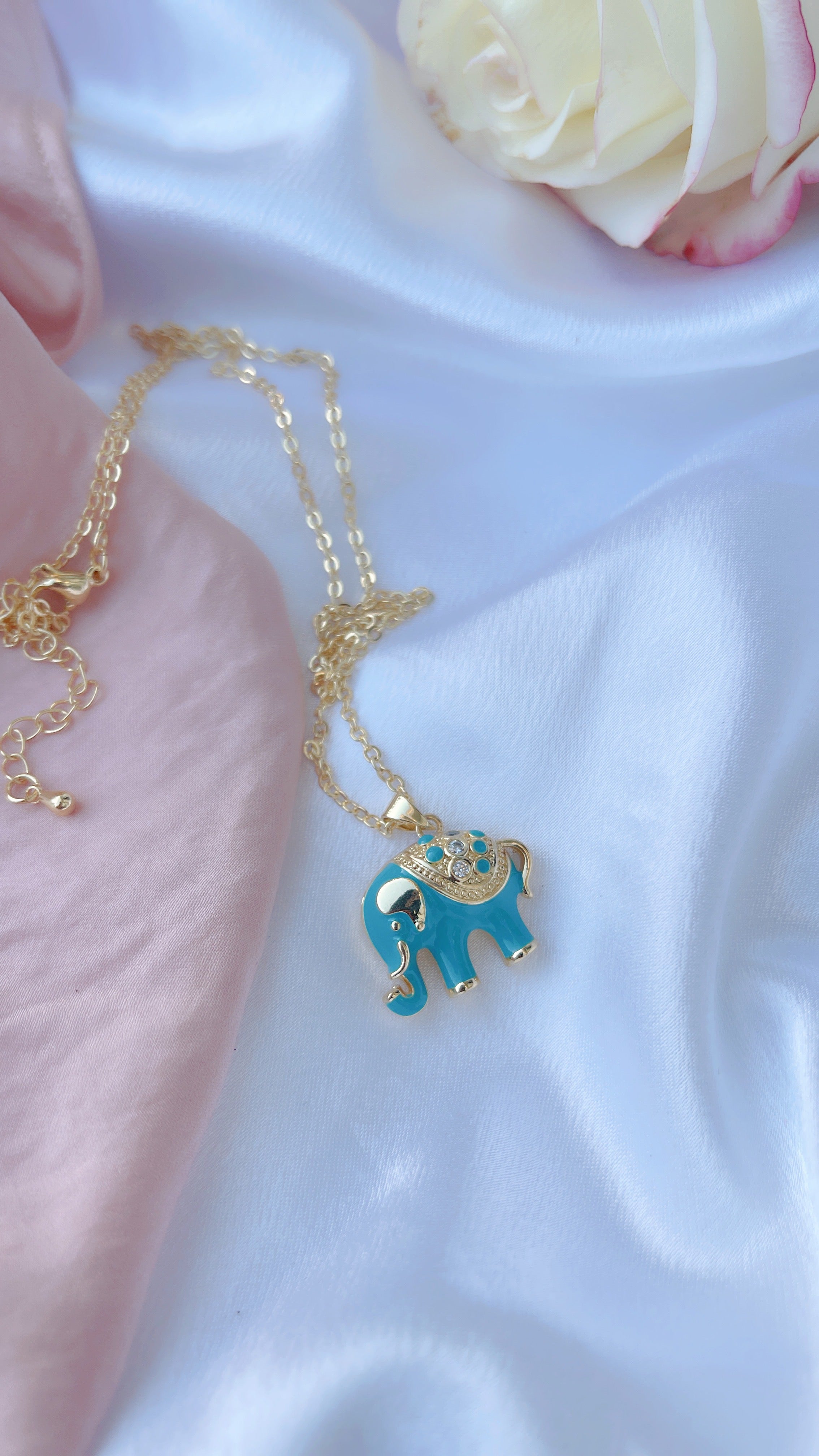 Lucky Blue Elephant Necklace